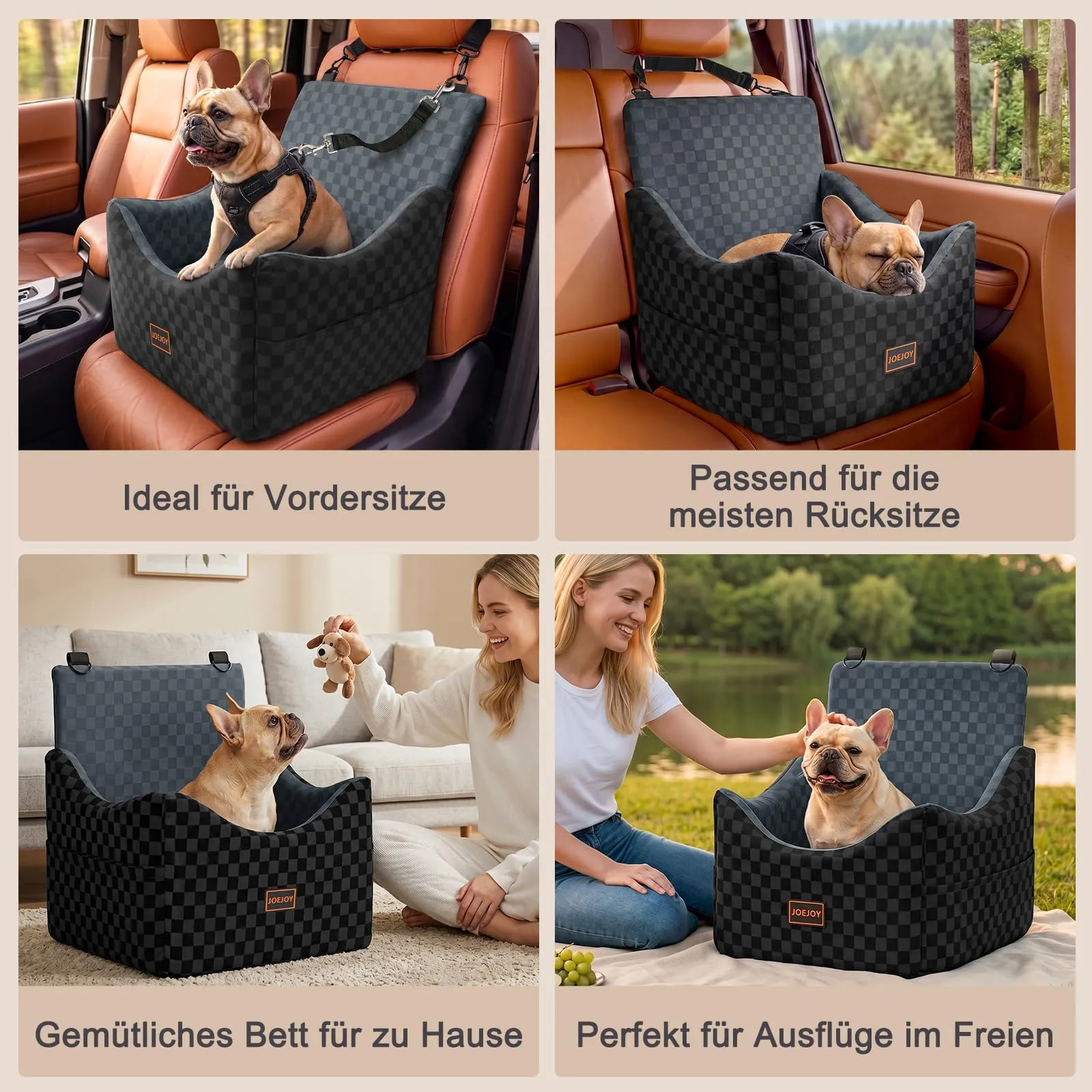 JOEJOY Seggiolino Auto per Cani di Piccola e Media Taglia, Lavabile con Tasche e Memory Foam - immagine 9
