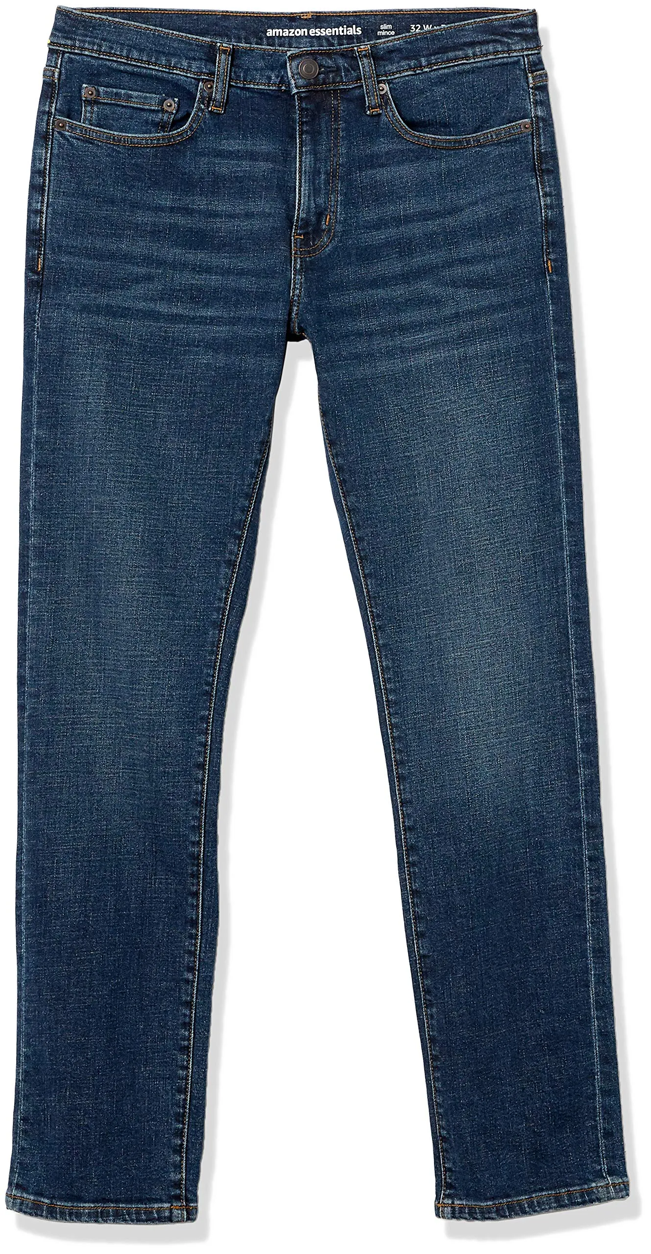 Amazon Essentials Jeans Slim Fit Elasticizzati Uomo, Blu Scuro Vintage, 33W / 30L - immagine 10