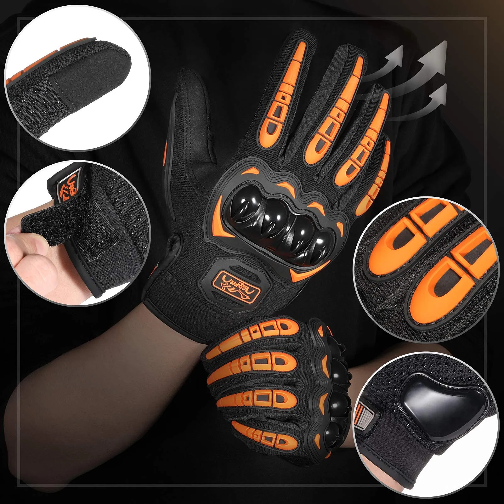 COFIT Guanti da Moto Touchscreen - Arancione, XL - immagine 2