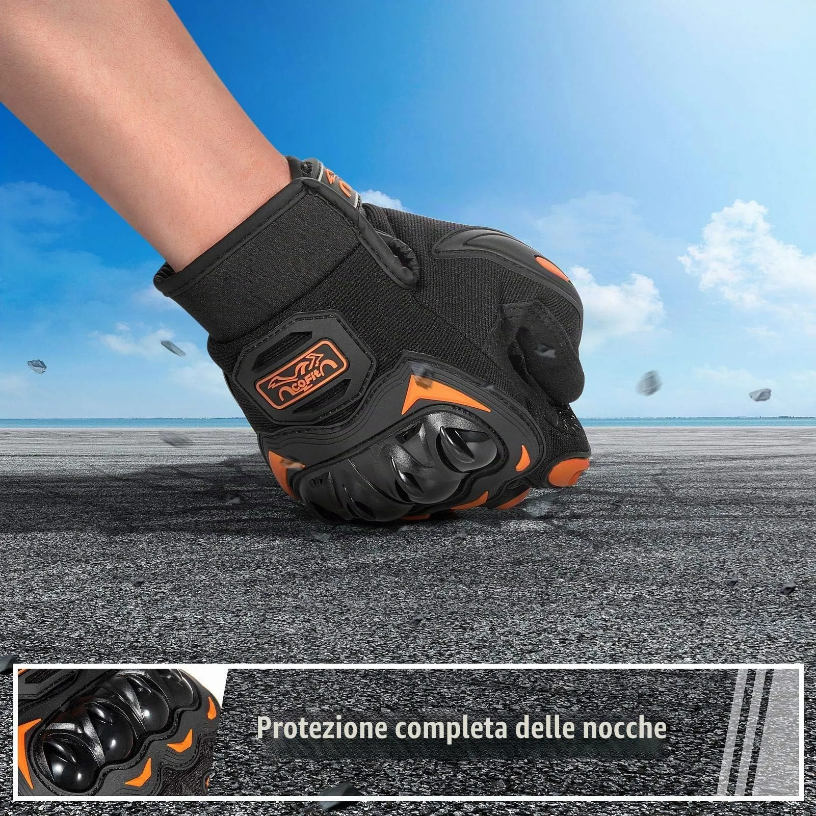 COFIT Guanti da Moto Touchscreen - Arancione, XL - immagine 4