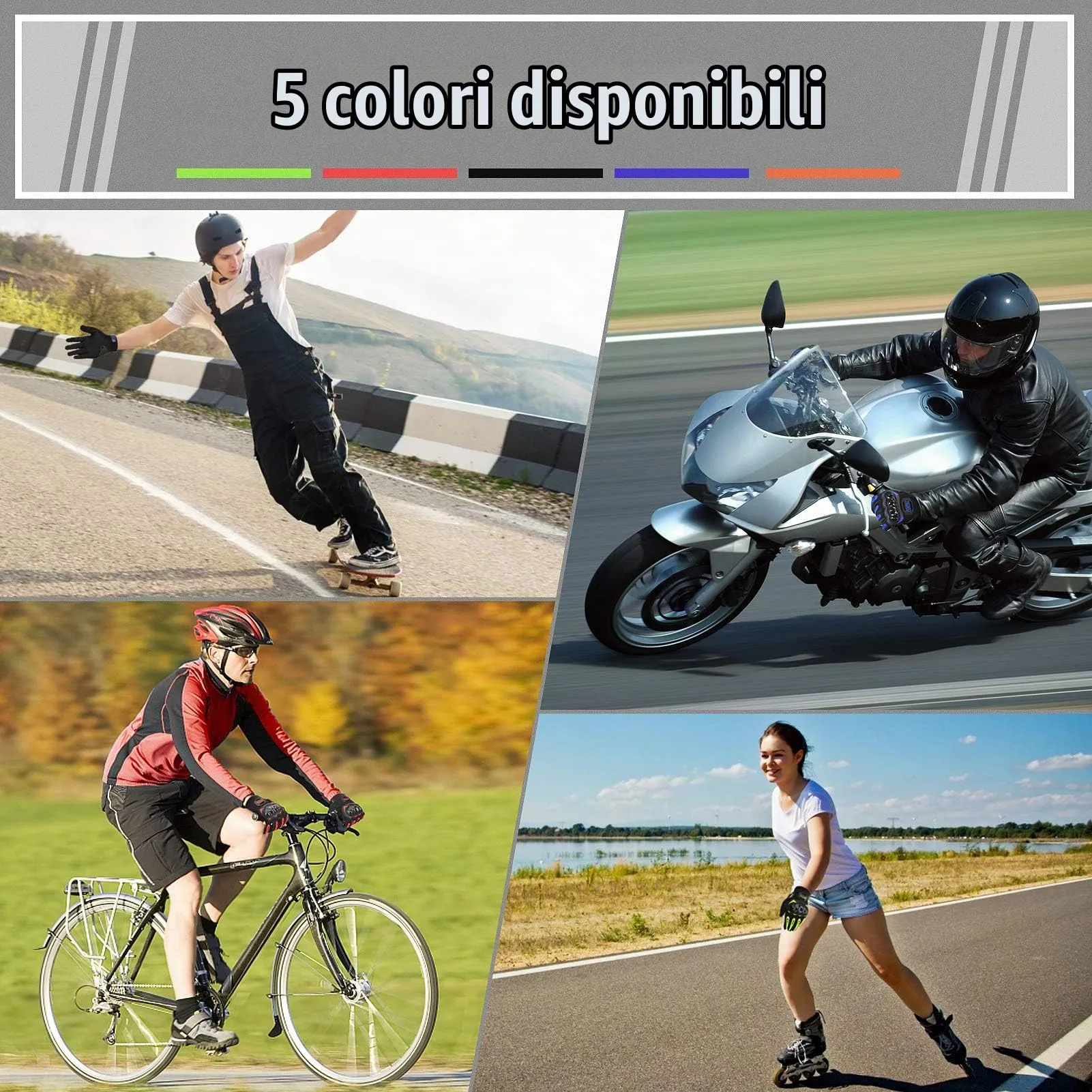 COFIT Guanti da Moto Touchscreen, Arancione, M - immagine 6