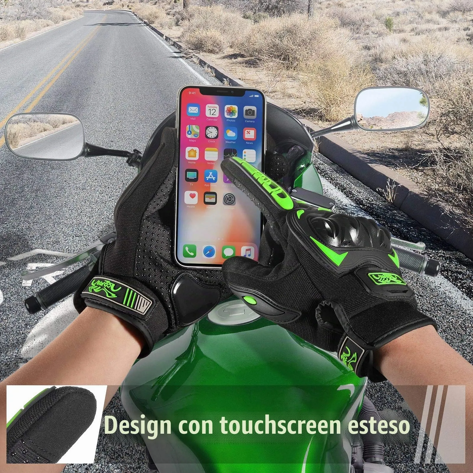 COFIT Guanti da Moto Touchscreen Verde XL - immagine 3