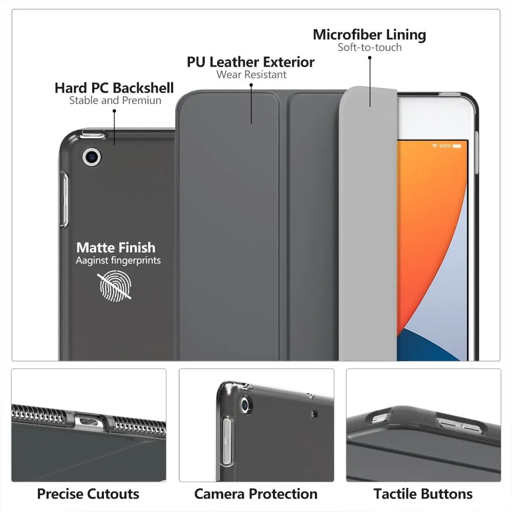 MoKo Cover for iPad 9th/8th/7th Gen 10.2" (2021/2020/2019), Space Gray - immagine 4
