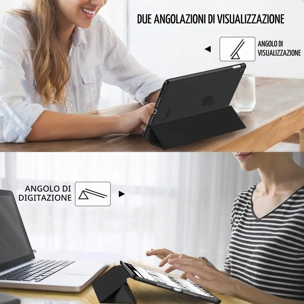 MoKo Case for iPad 9th Gen 2021, iPad 8th Gen 2020, iPad 7th Gen 2019, Ultra Slim Tri-fold Auto Sleep Wake Cover, Black - immagine 6