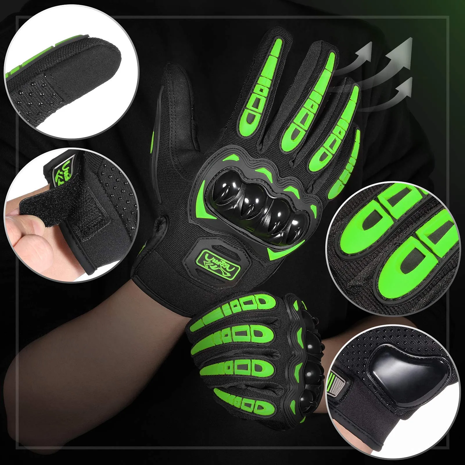 COFIT Guanti da Moto Touchscreen Verde M - immagine 2