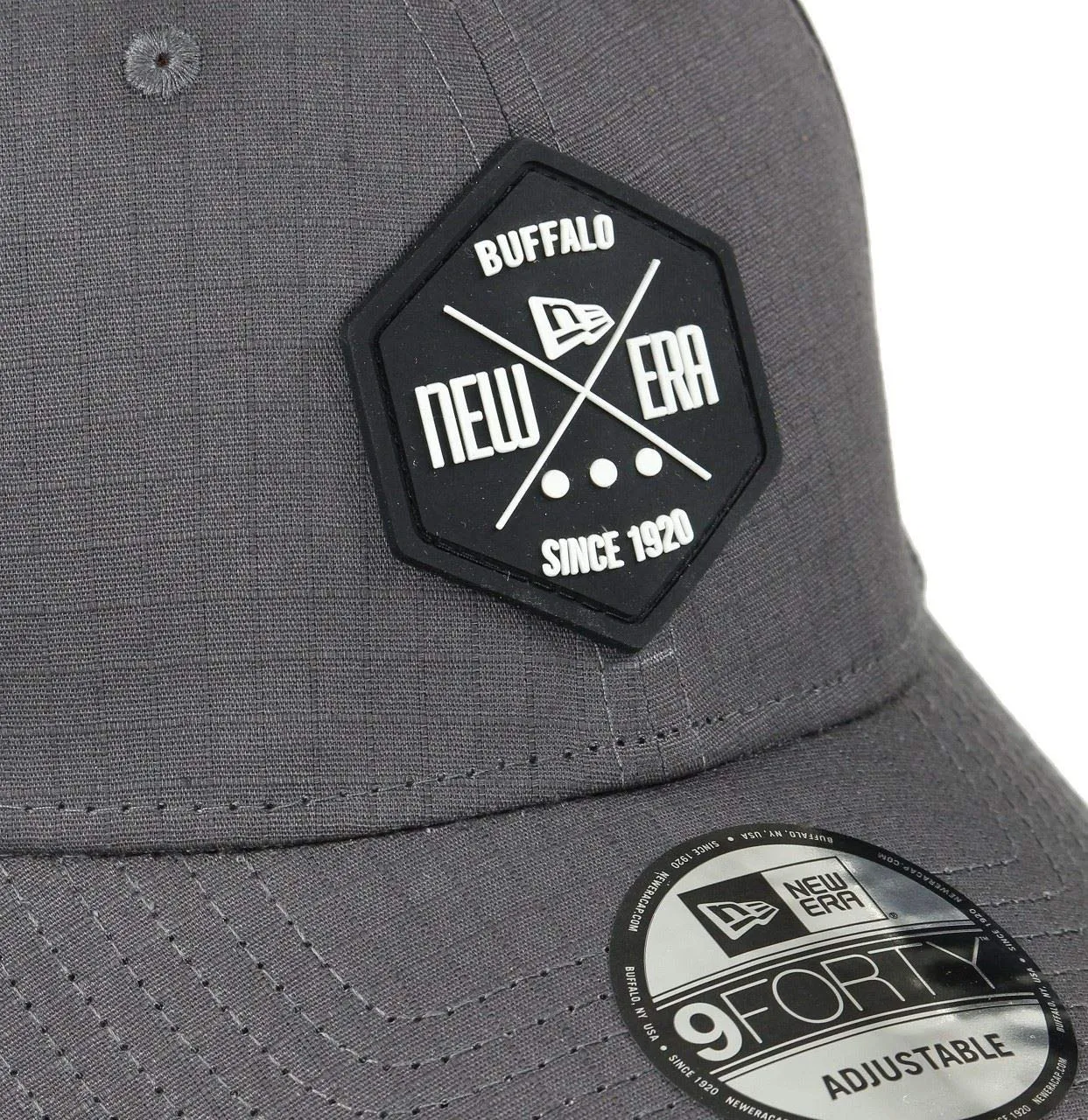 New Era 9FORTY Adjustable Cap Rubber Hex Patch - Graphite - immagine 3
