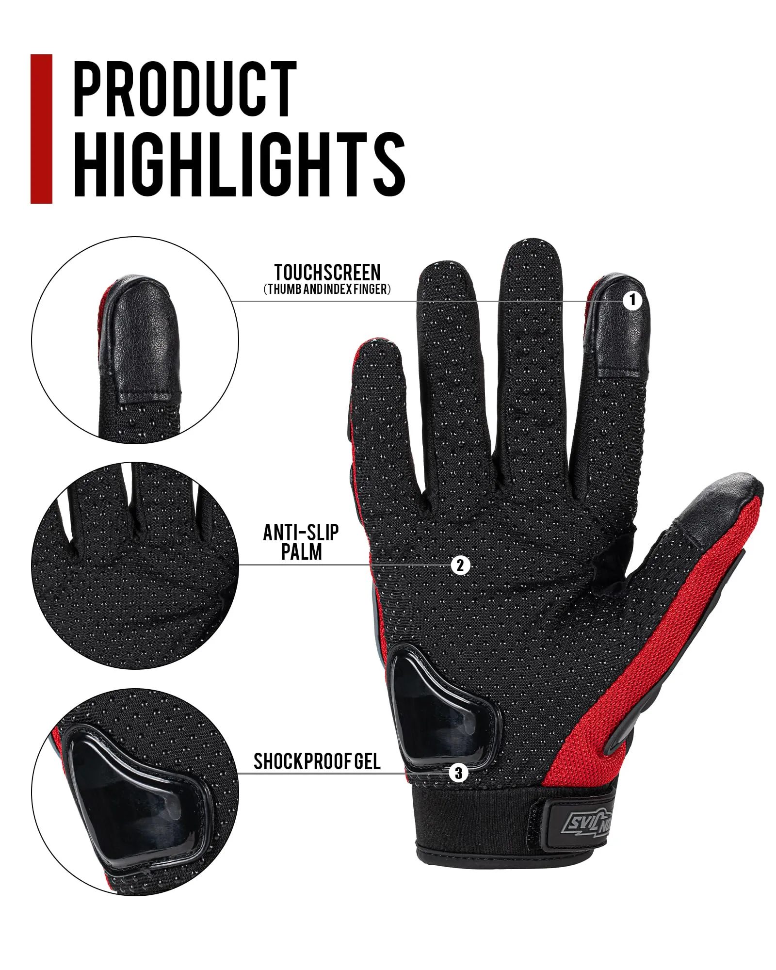 IRON JIA'S Guanti Moto Uomo Estivi Touch Screen Traspiranti Rosso-M - immagine 3