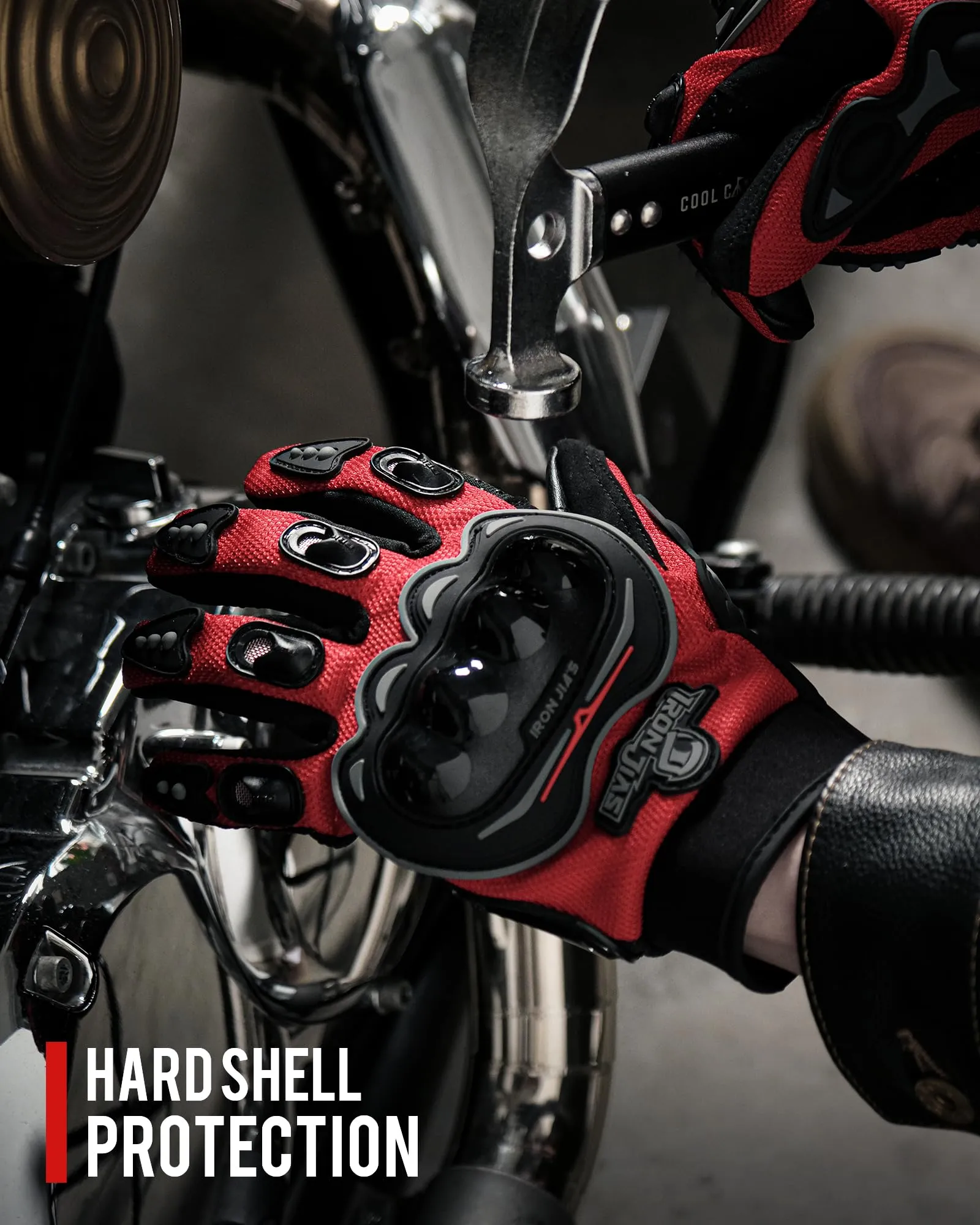 IRON JIA'S Guanti Moto Uomo Estivi Touch Screen Traspiranti Rosso-M - immagine 5