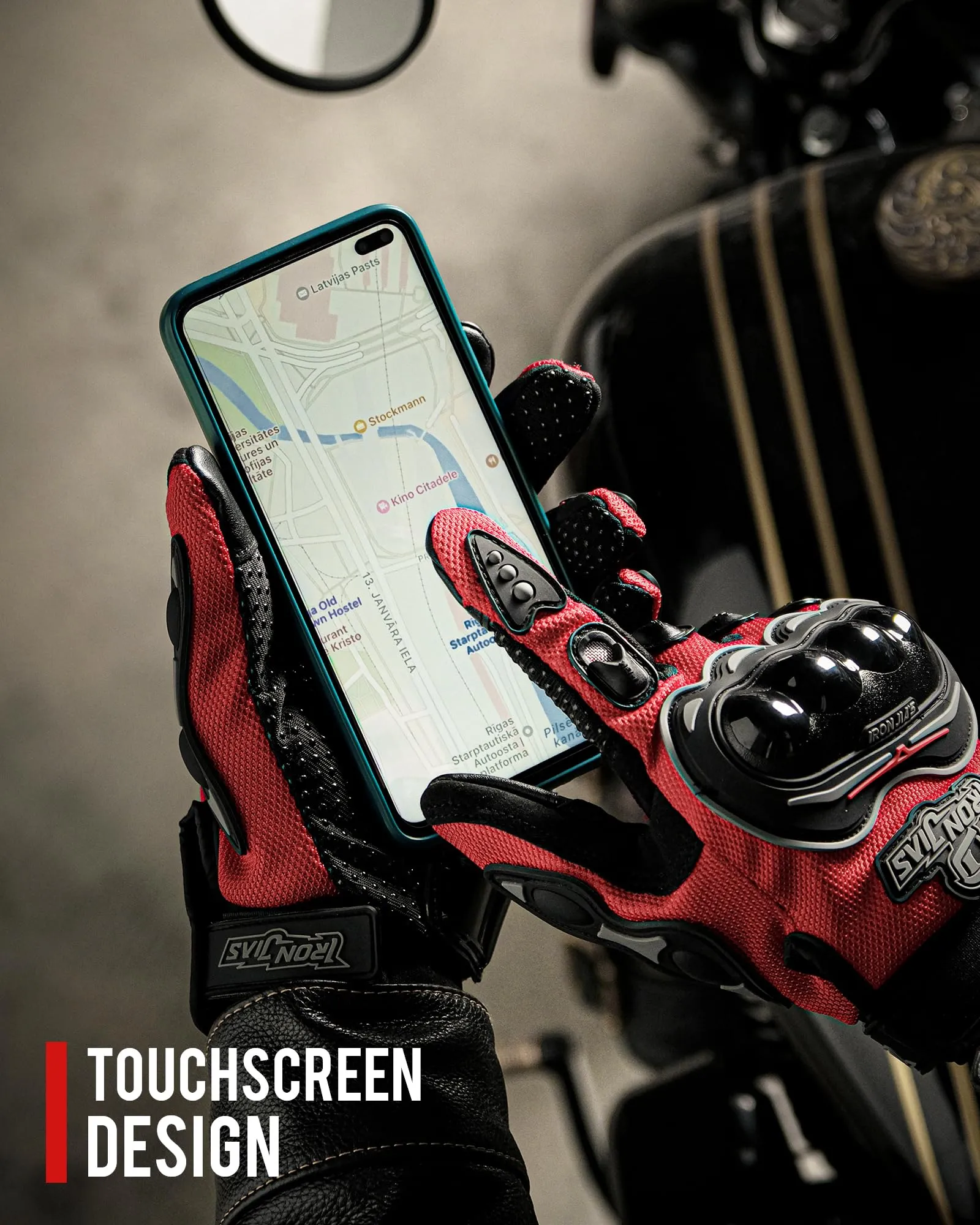 IRON JIA'S Guanti Moto Uomo Estivi Touch Screen Traspiranti Rosso-M - immagine 7
