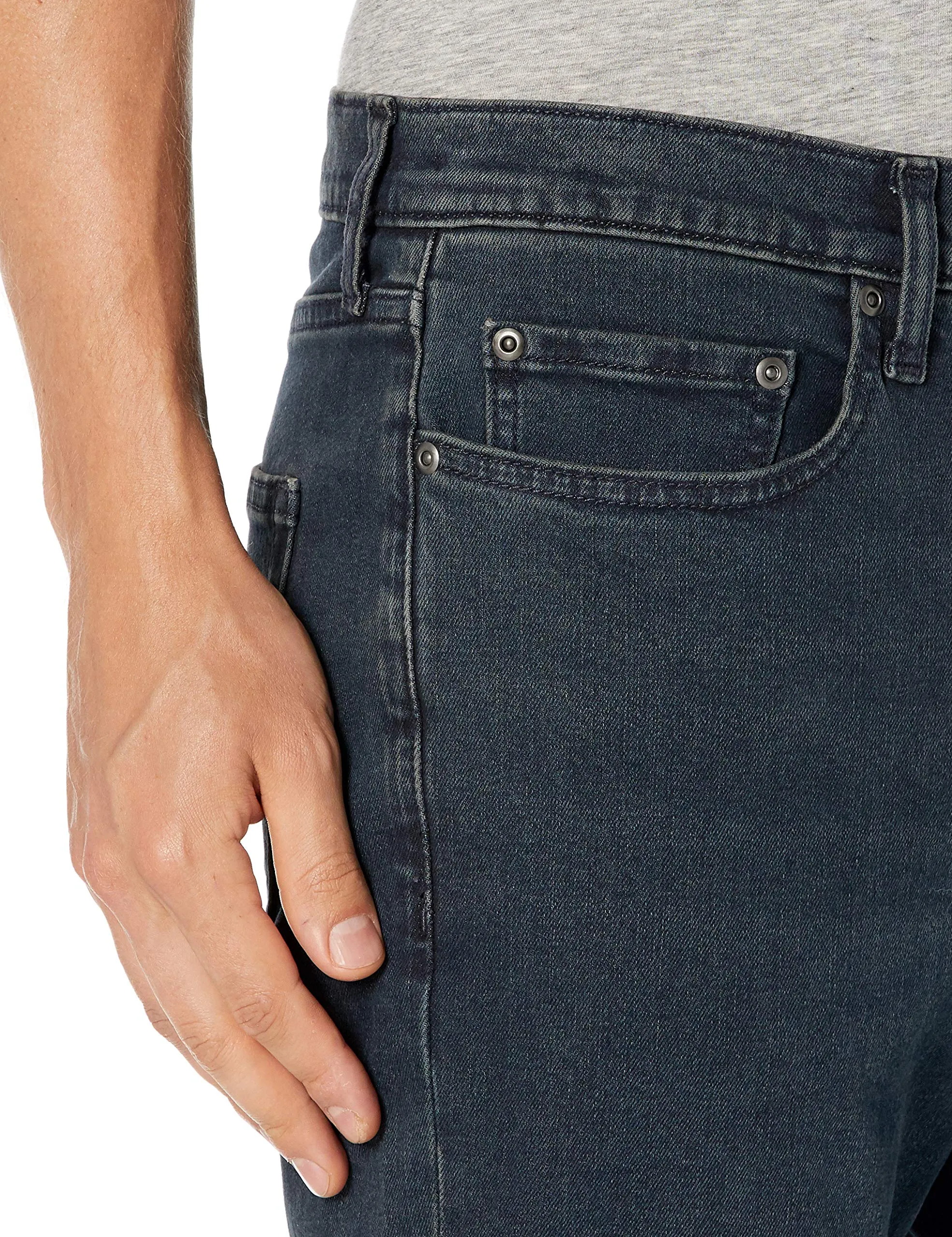 Amazon Essentials Jeans Slim Fit Elasticizzati Taglio Dritto Uomo, Nero Blu Vintage, 33W / 29L - immagine 3