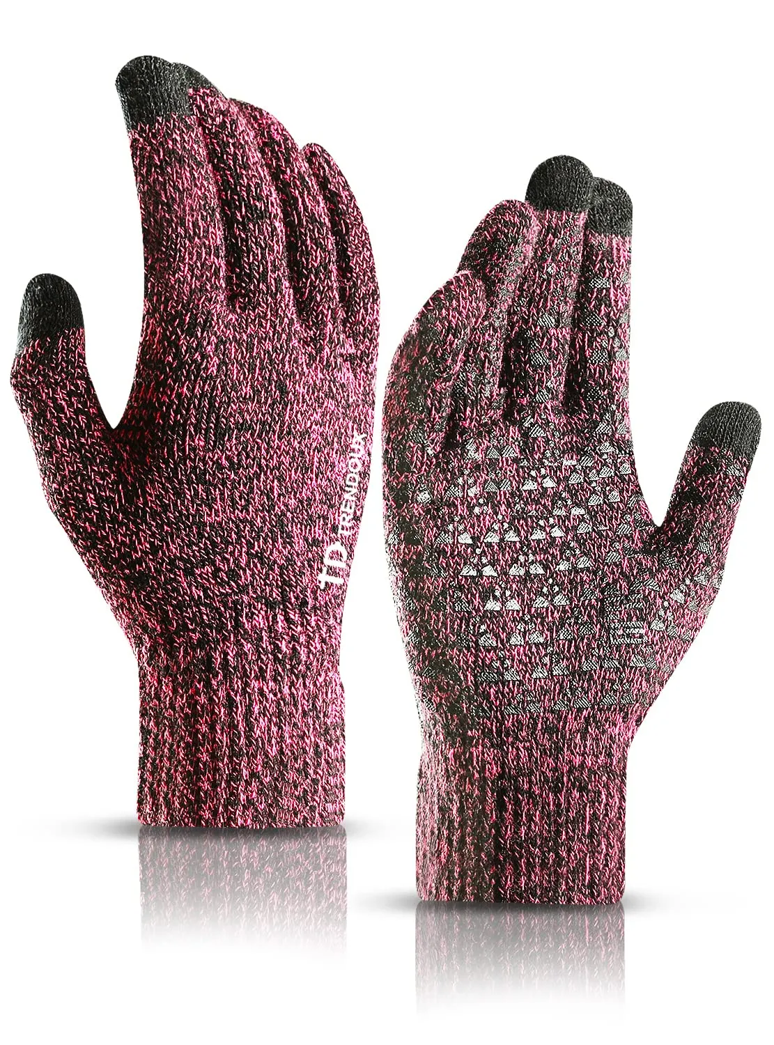 TRENDOUX Guanti touch screen termici invernali da donna, rosa, L - immagine 1