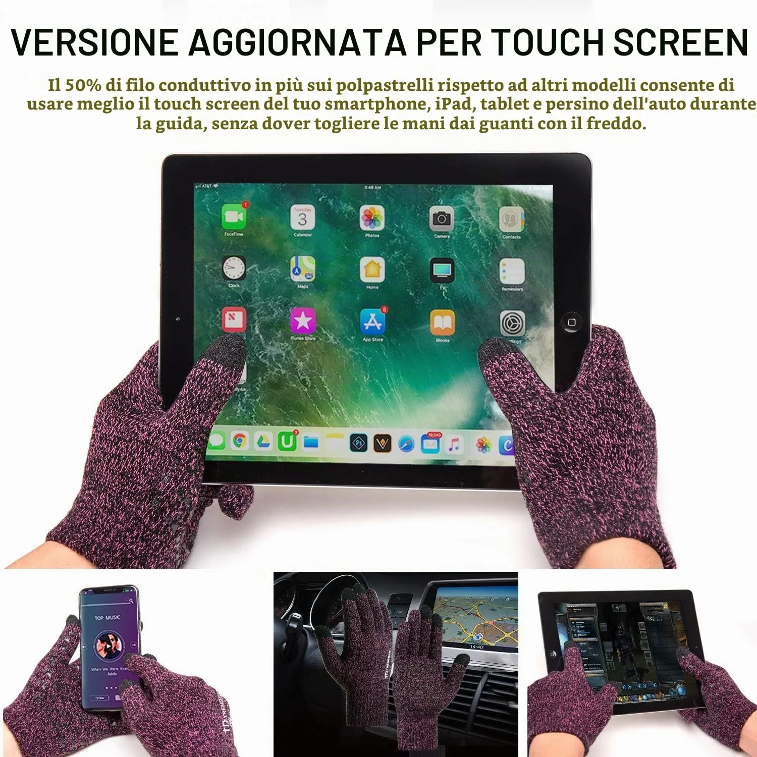 TRENDOUX Guanti touch screen termici invernali da donna, rosa, L - immagine 2