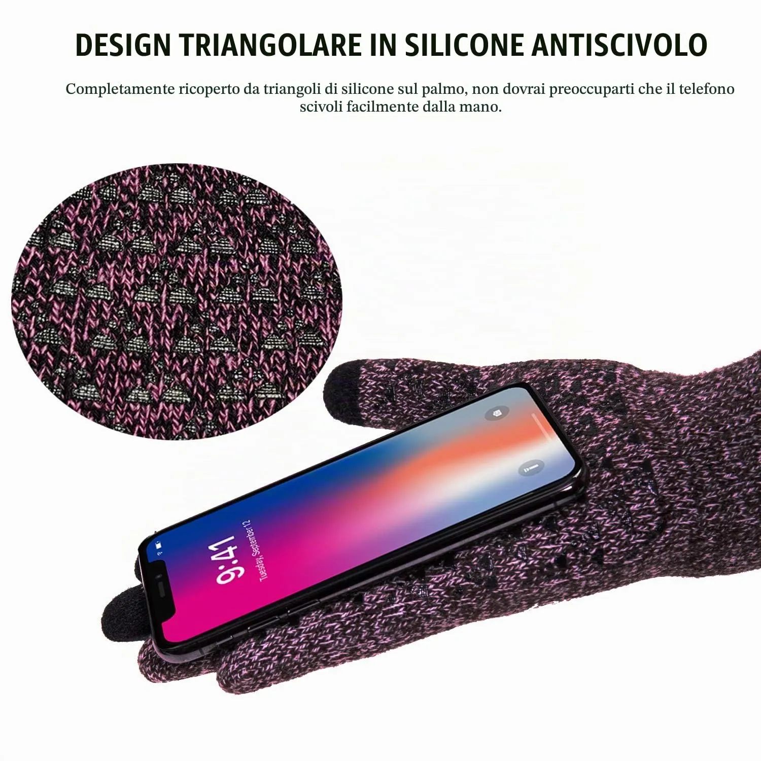 TRENDOUX Guanti touch screen termici invernali da donna, rosa, L - immagine 3