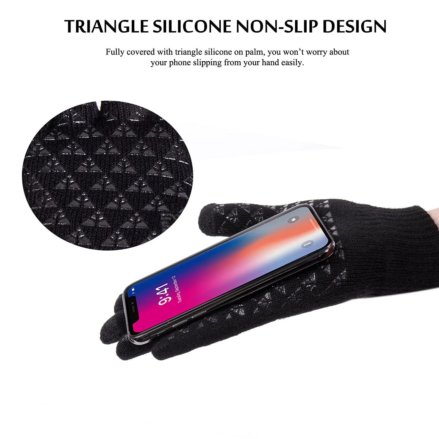 TRENDOUX Guanti Invernali Termici Touch Screen Antiscivolo in Lana, Nero - immagine 3