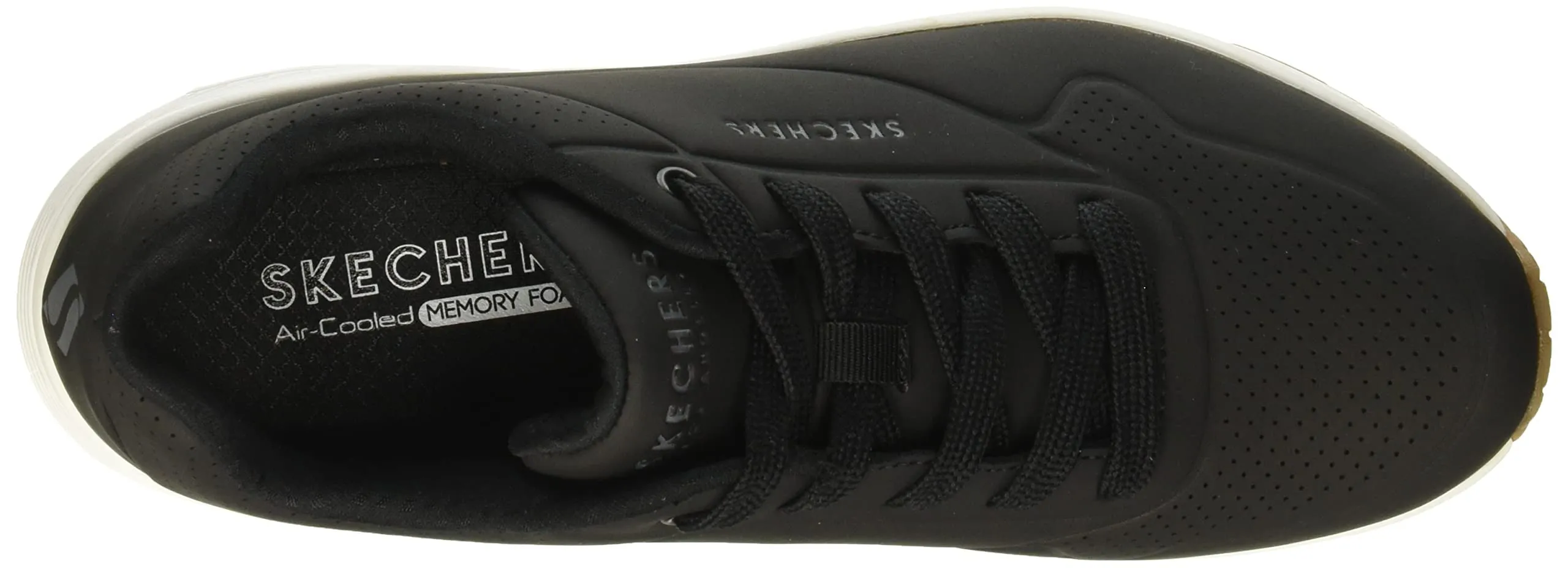 Skechers Uno Stand On Air Scarpe da Ginnastica da Donna, Black White Durabuck/Mesh, 39 EU Larga - immagine 3