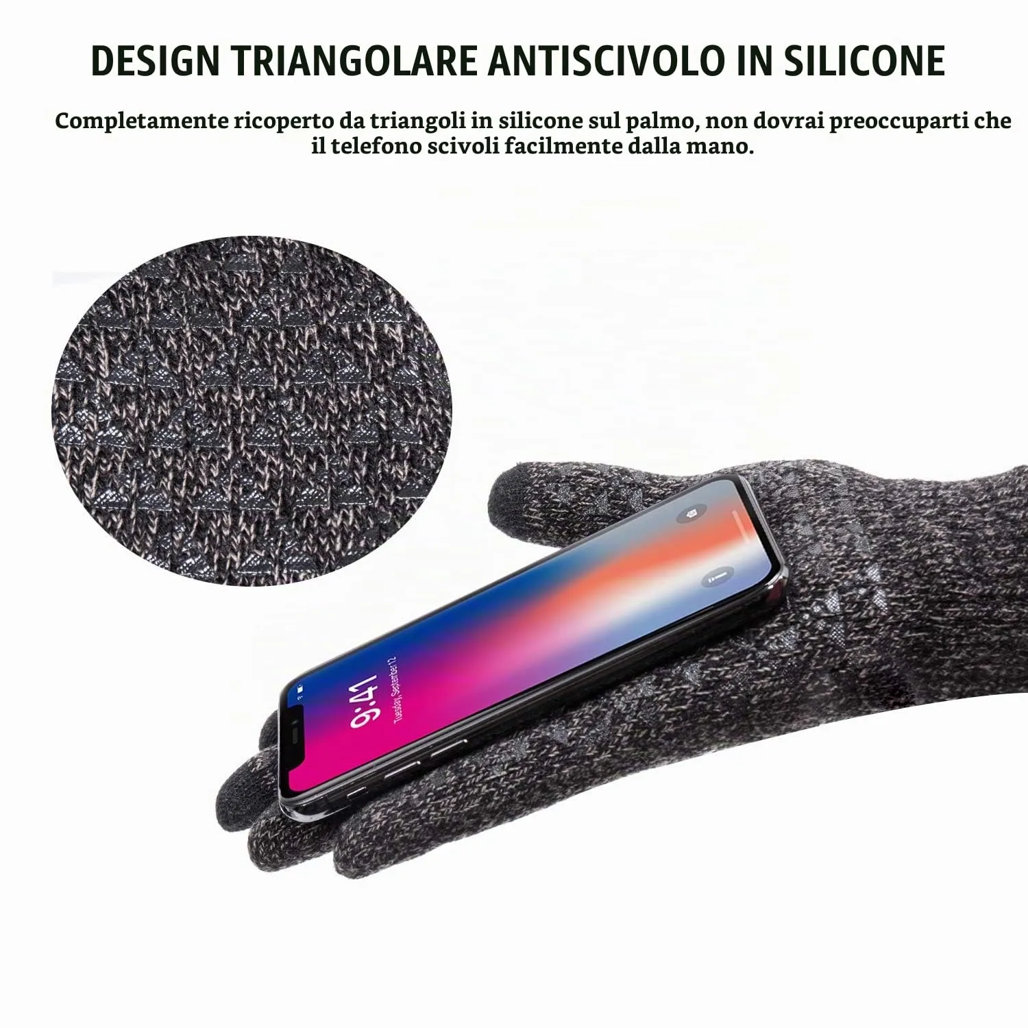 TRENDOUX Guanti Termici Touch Screen Antiscivolo per Uomo e Donna - Nero Bianco, XL - immagine 3