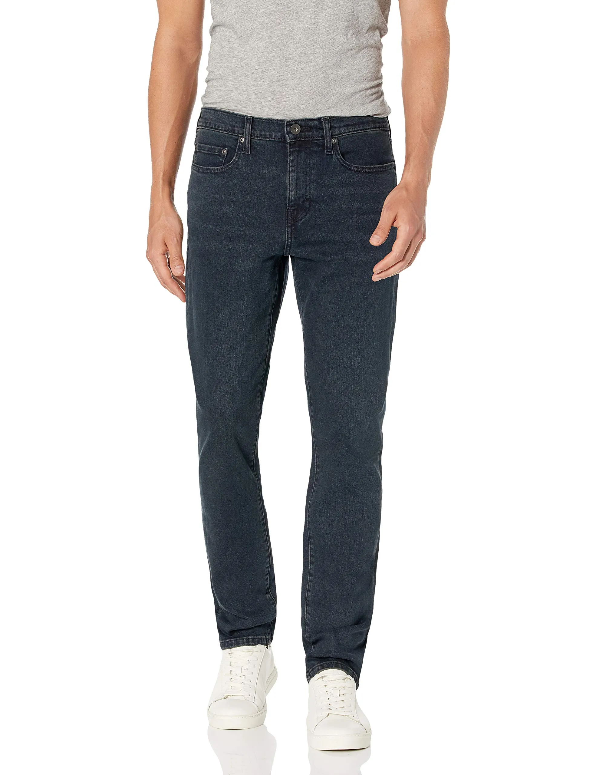 Amazon Essentials Slim Fit Stretch Jeans, Straight Cut, Nero Blu Vintage, 31W / 28L - immagine 1