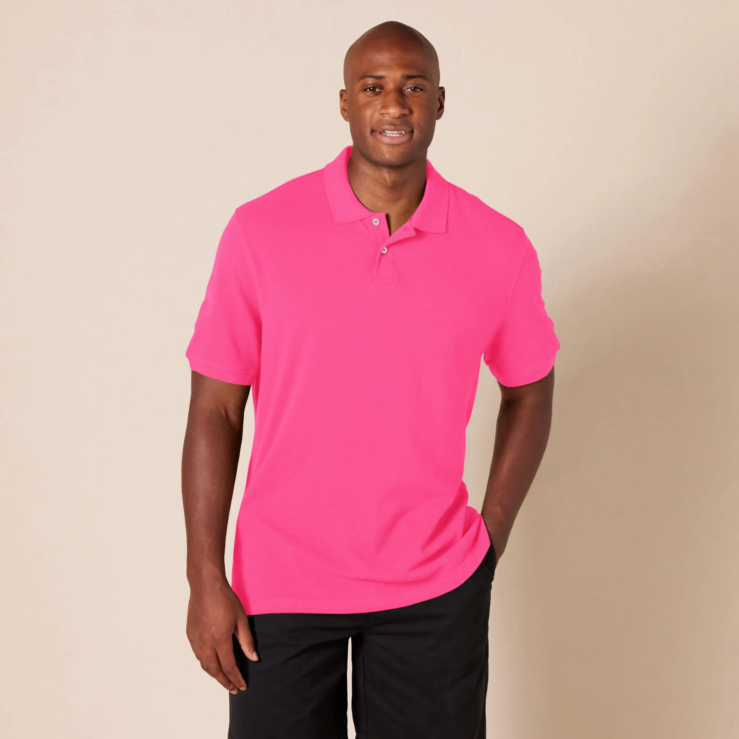 Amazon Essentials Polo in Piqué di Cotone Slim Uomo, Rosa Shocking, L - immagine 6