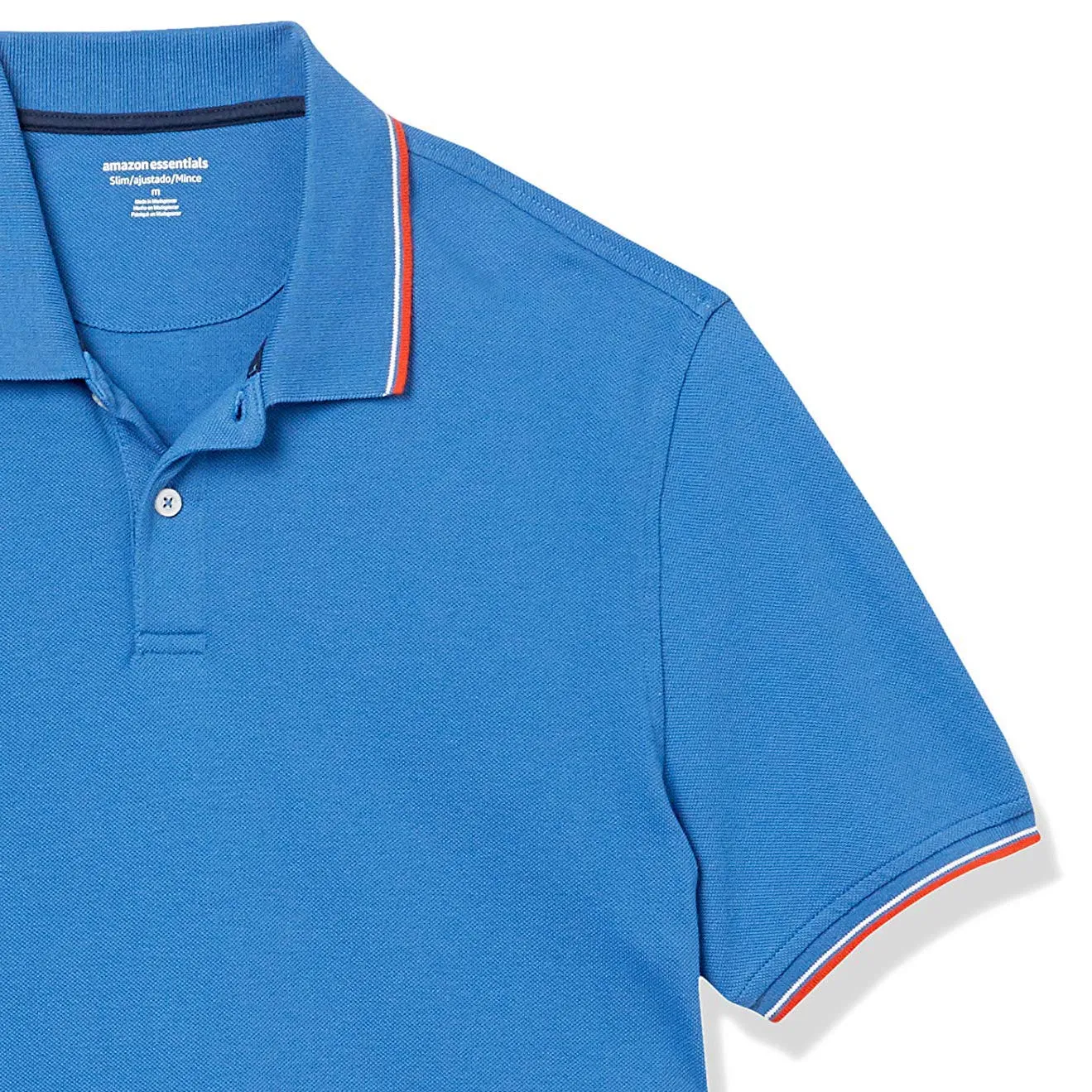 Amazon Essentials Men's Slim-Fit Cotton Piqué Polo, Blu Thin Stripe, S - immagine 9