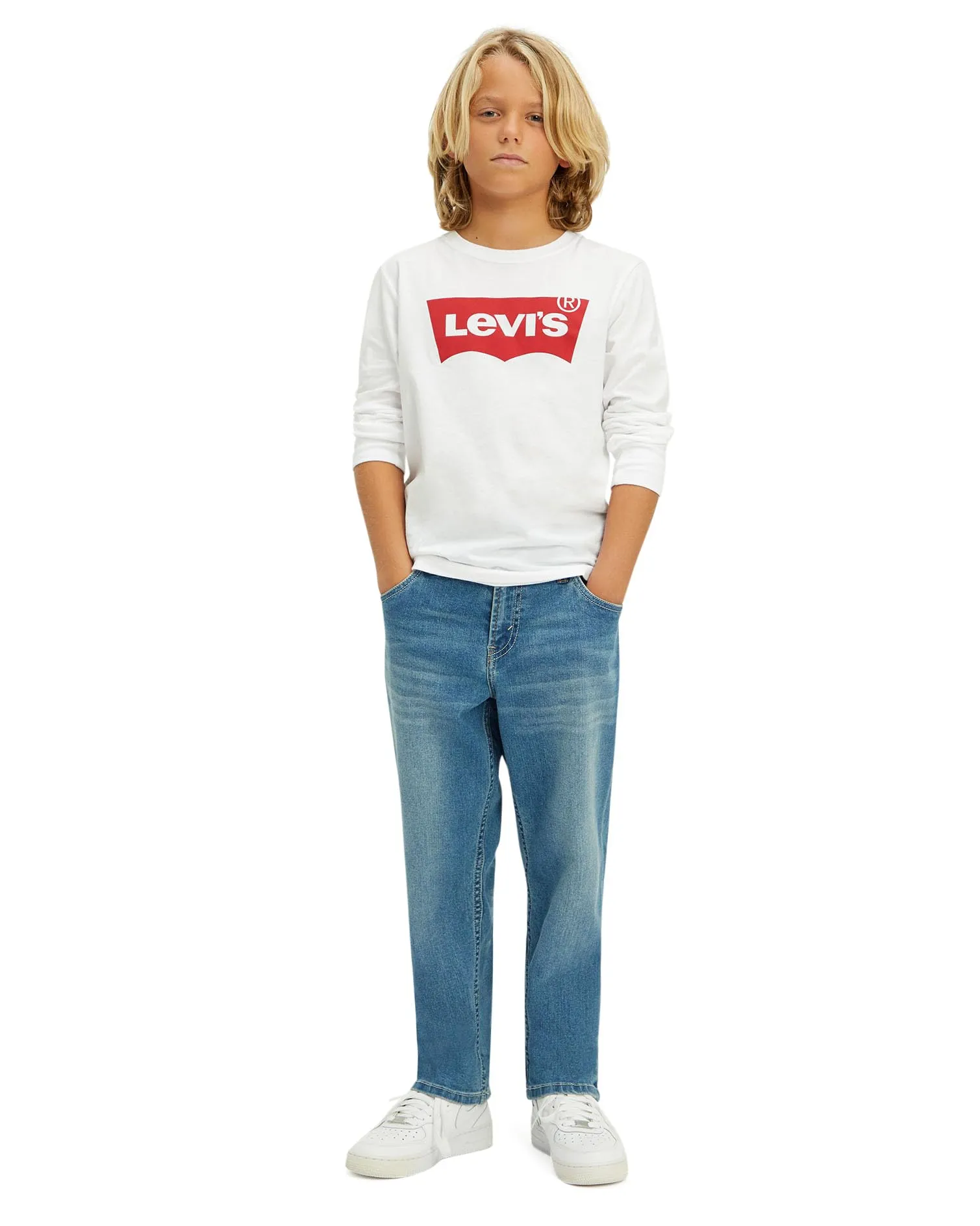 Levi's Kids Boys Batwing Long Sleeve T-shirt - White - immagine 2