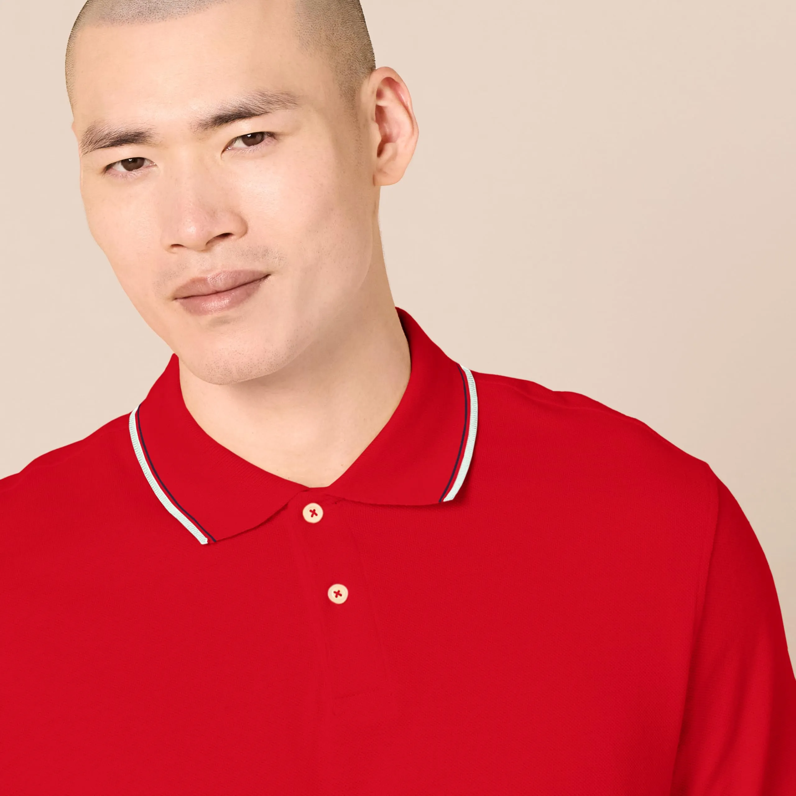 Amazon Essentials Men's Slim-Fit Cotton Piqué Polo, Rosso Thin Stripe, S - immagine 4