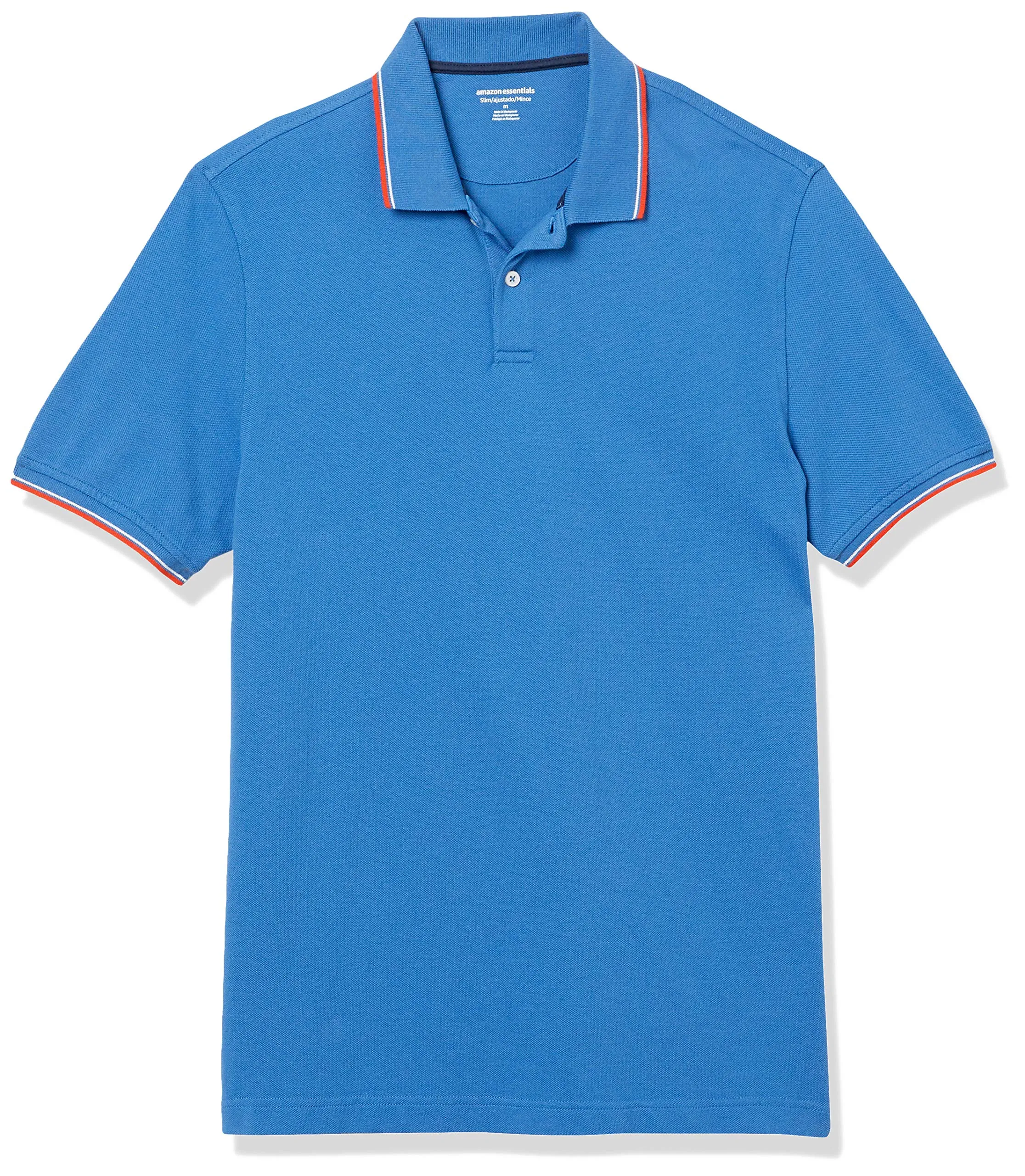 Amazon Essentials Polo in Piqué di Cotone Slim Uomo, Blu Thin Stripe, XXL - immagine 1
