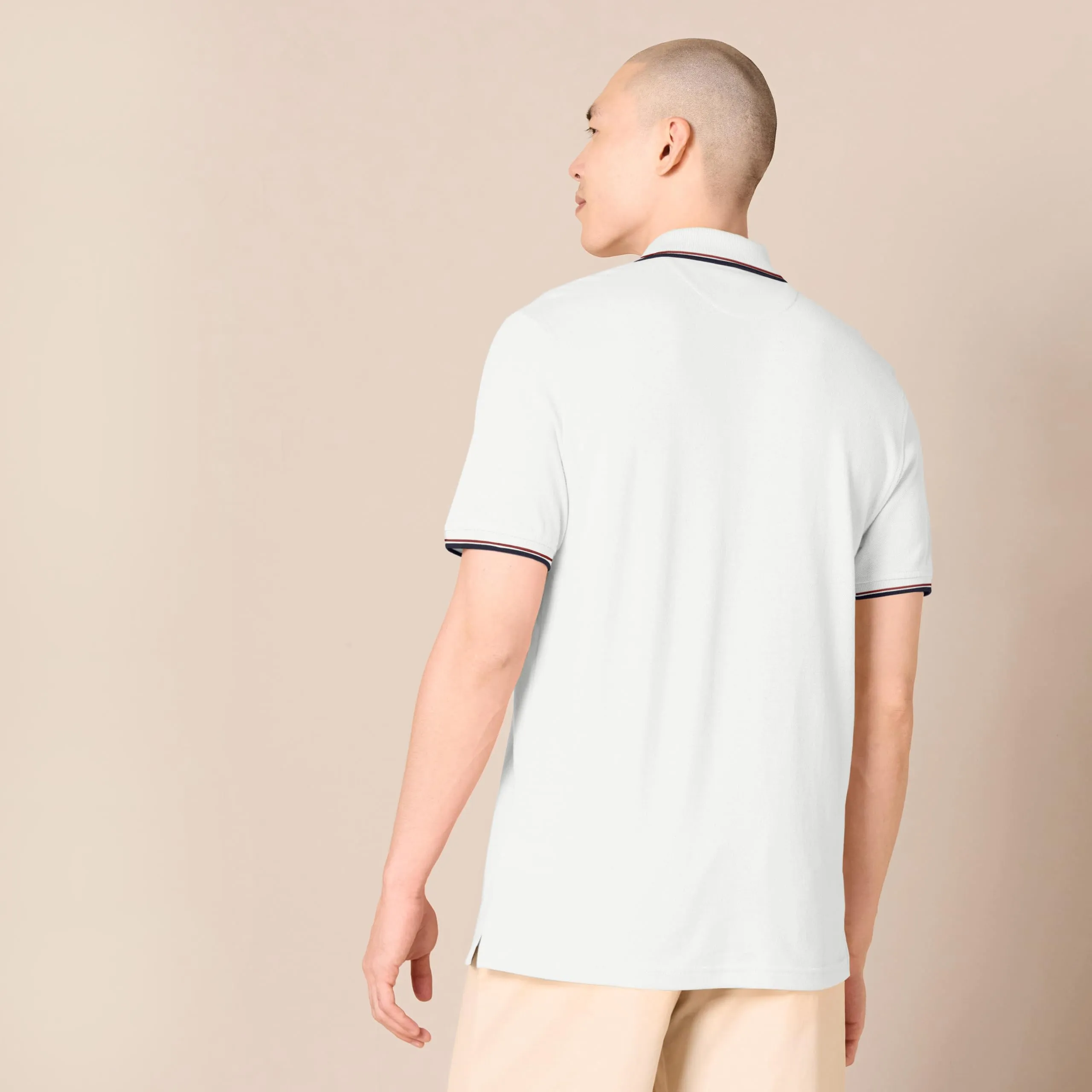 Amazon Essentials Men's Slim-Fit Cotton Piqué Polo, Bianco Thin Stripe, XS - immagine 2