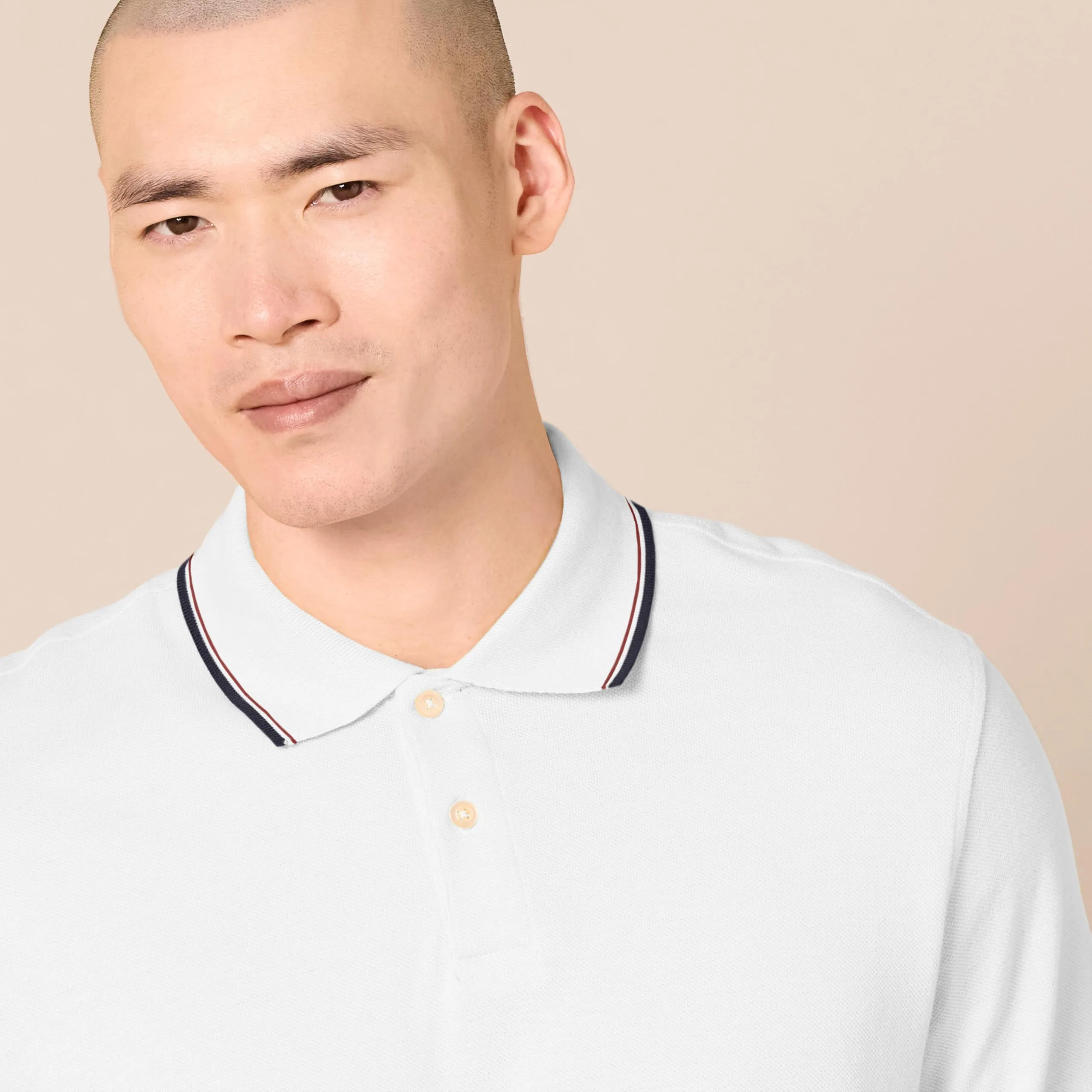 Amazon Essentials Men's Slim-Fit Cotton Piqué Polo, Bianco Thin Stripe, XS - immagine 4