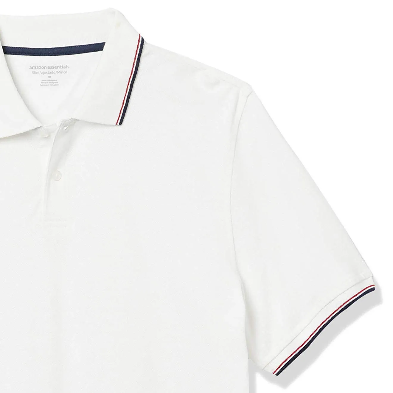Amazon Essentials Men's Slim-Fit Cotton Piqué Polo, Bianco Thin Stripe, XS - immagine 9