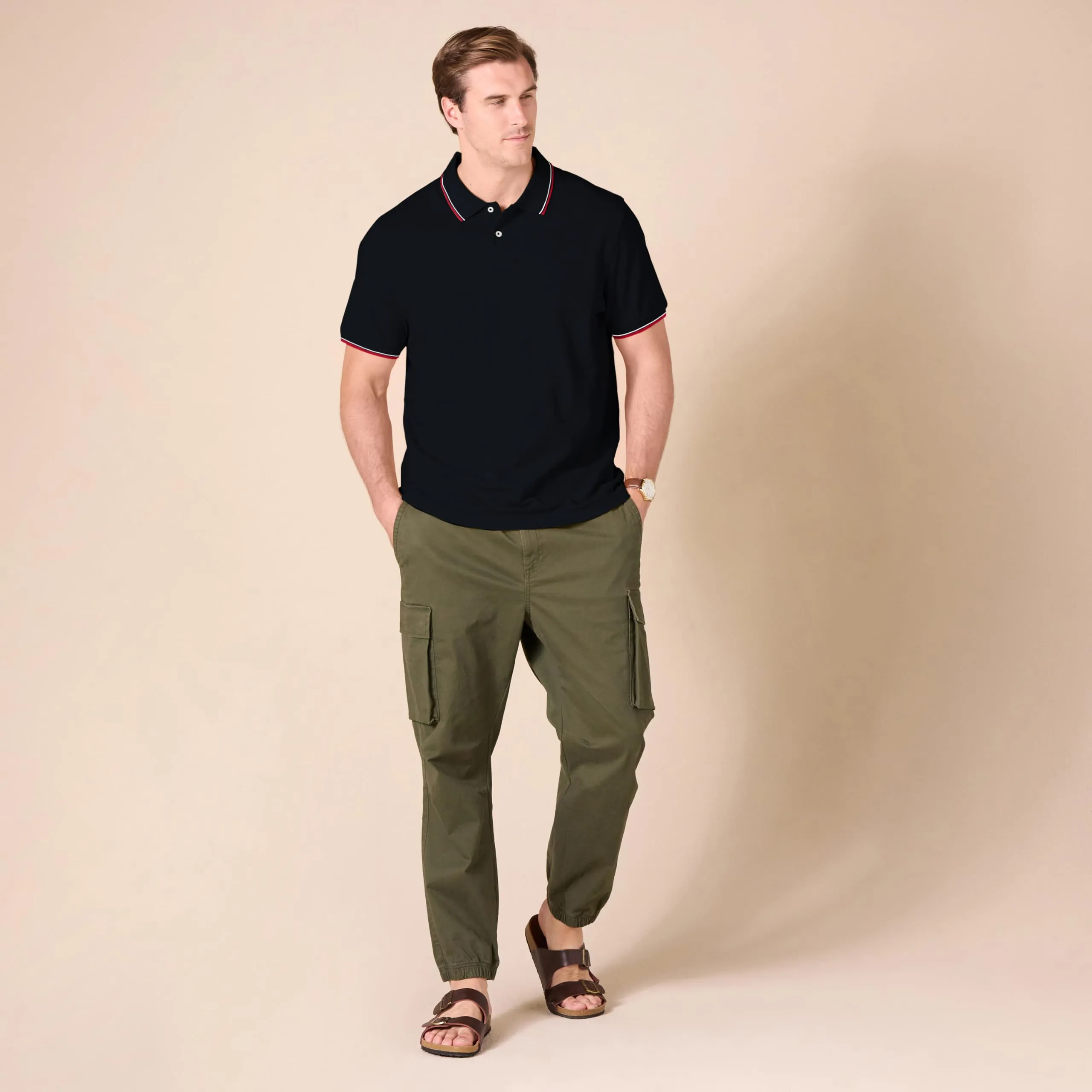 Amazon Essentials Polo in Piqué di Cotone Slim Uomo, Nero Thin Stripe, XXL - immagine 8