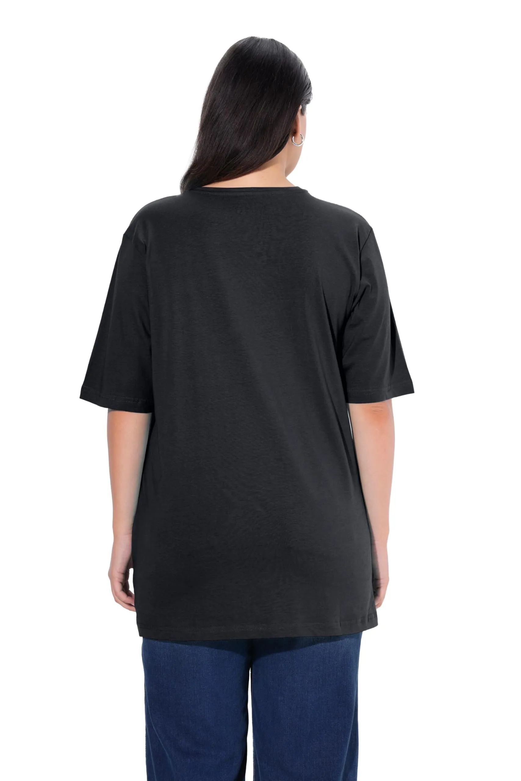 Ulla Popken Maglietta Basic Scollo a V Mezza Manica Nero 56-58 - immagine 2