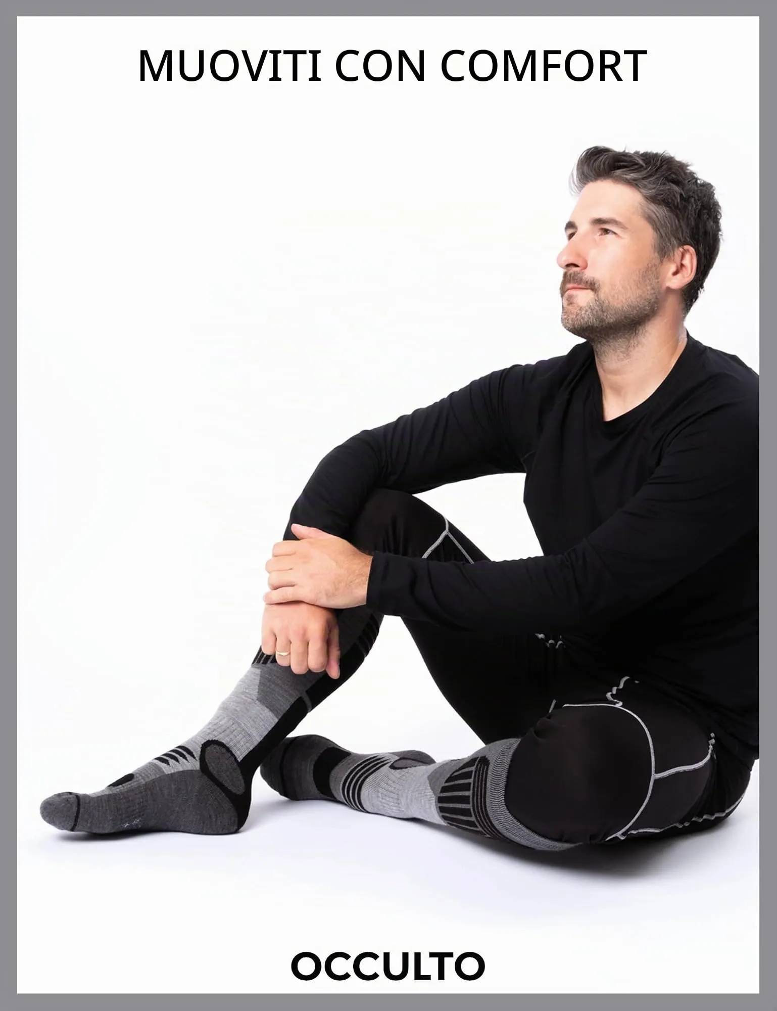 Occulto Calze da Sci Uomo Felix, 2 Paia, Nero, 39-42 - immagine 6