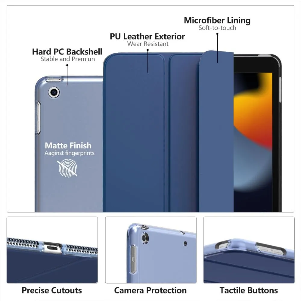MoKo Cover for iPad 7th Gen 10.2" (2019), Blu Marino - immagine 4