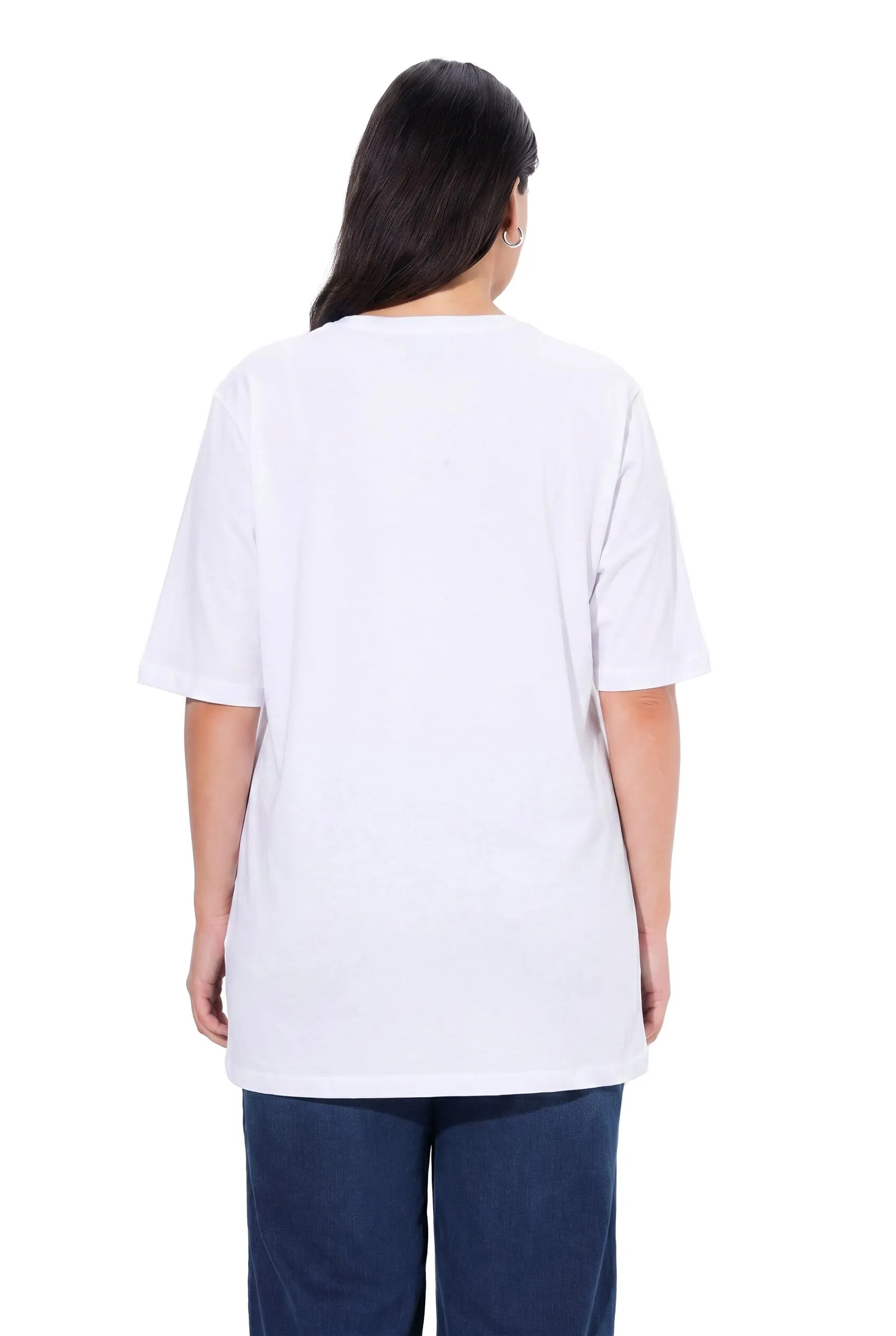 Ulla Popken Maglietta Basic Scollo a V Mezza Manica Donna, Bianco, 64-66 - immagine 2