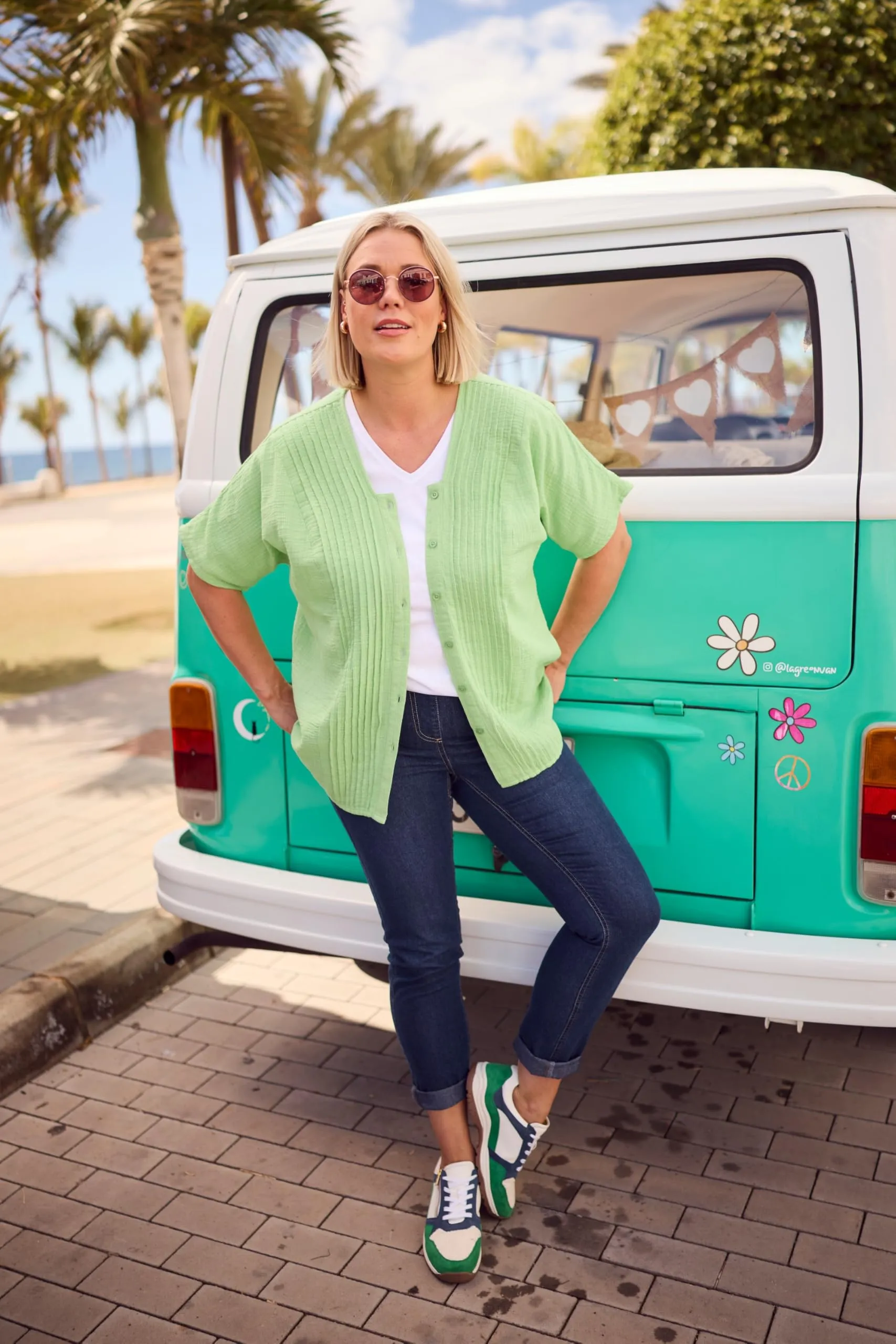 Ulla Popken Maglietta Basic Scollo a V Mezza Manica Donna, Bianco, 64-66 - immagine 3