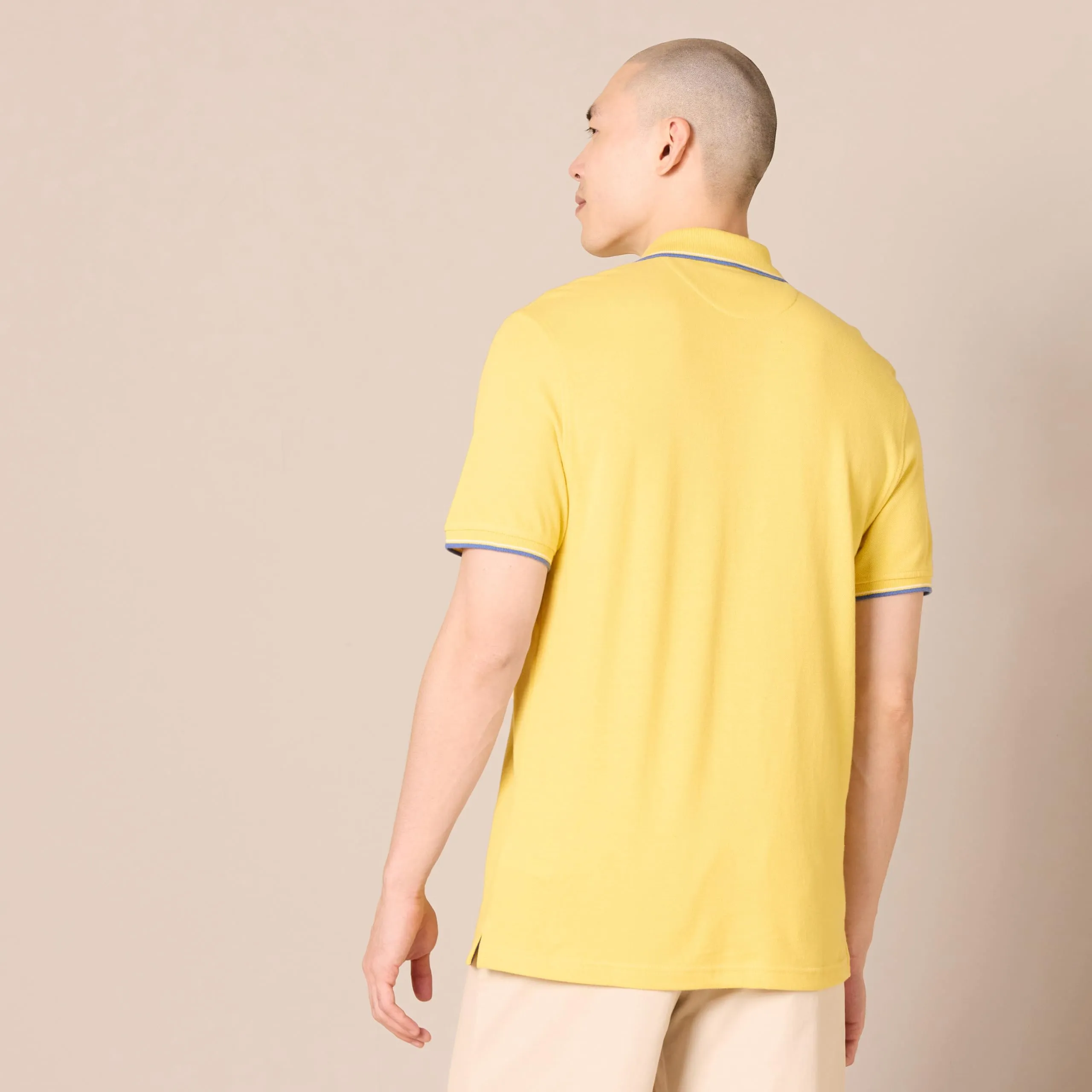 Amazon Essentials Polo in Piqué di Cotone Slim Uomo, Giallo Thin Stripe, L - immagine 2