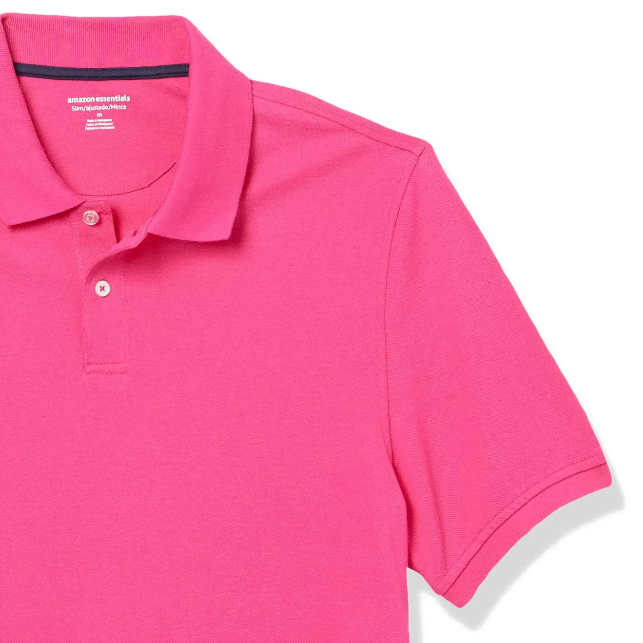 Amazon Essentials Polo in piqué di cotone Slim Uomo, Rosa Shocking, S - immagine 9