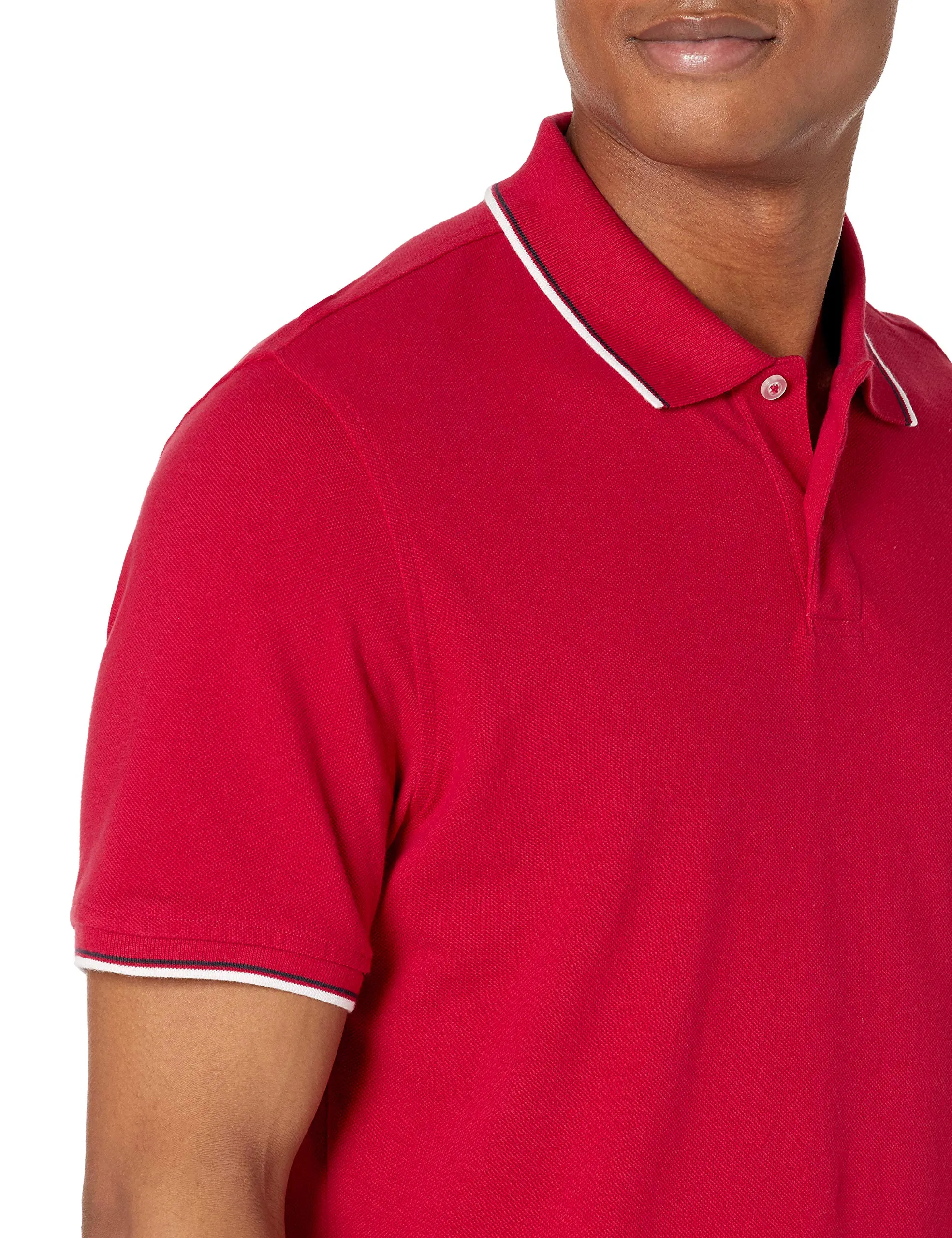Amazon Essentials Polo in Piqué di Cotone Slim Uomo, Rosso Thin Stripe, XXL - immagine 5