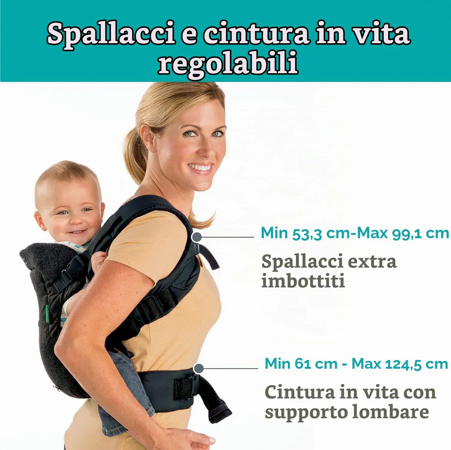 Infantino Flip Advanced 4-in-1 Ergonomic Convertible Baby Carrier, 3.6 to 14.5 kg, Black - immagine 3