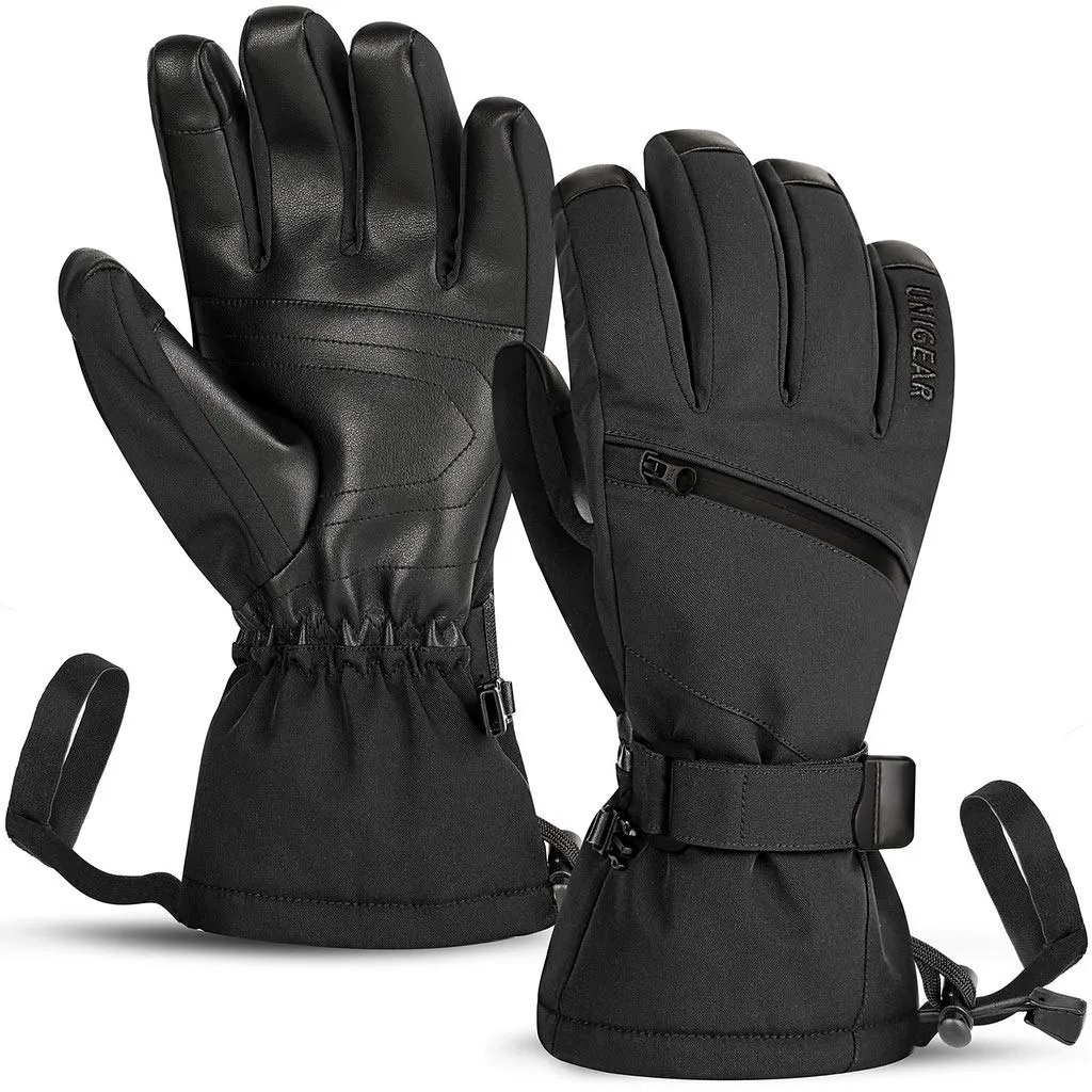 Unigear Guanti da Sci Impermeabili per Uomo e Donna, Nero, XL - immagine 1