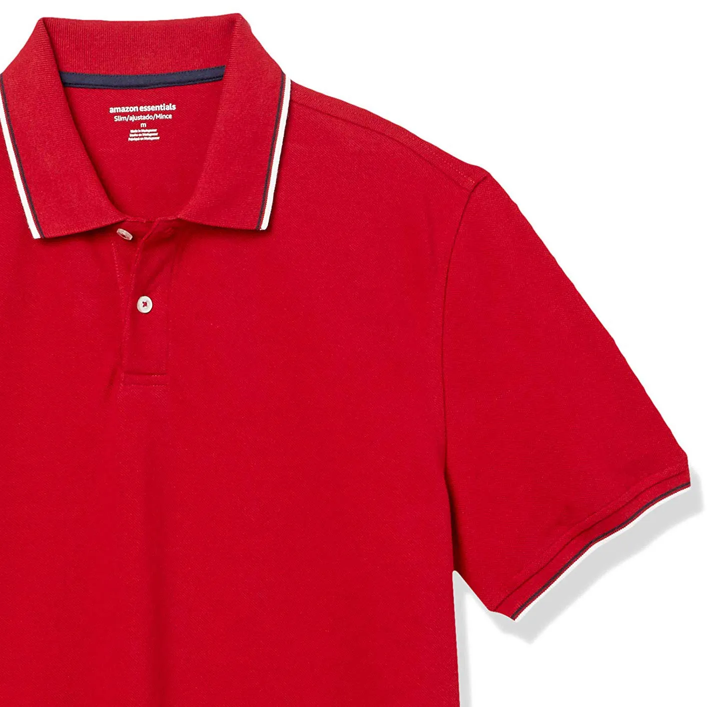 Amazon Essentials Polo in Piqué di Cotone Slim Uomo, Rosso Thin Stripe, XS - immagine 8