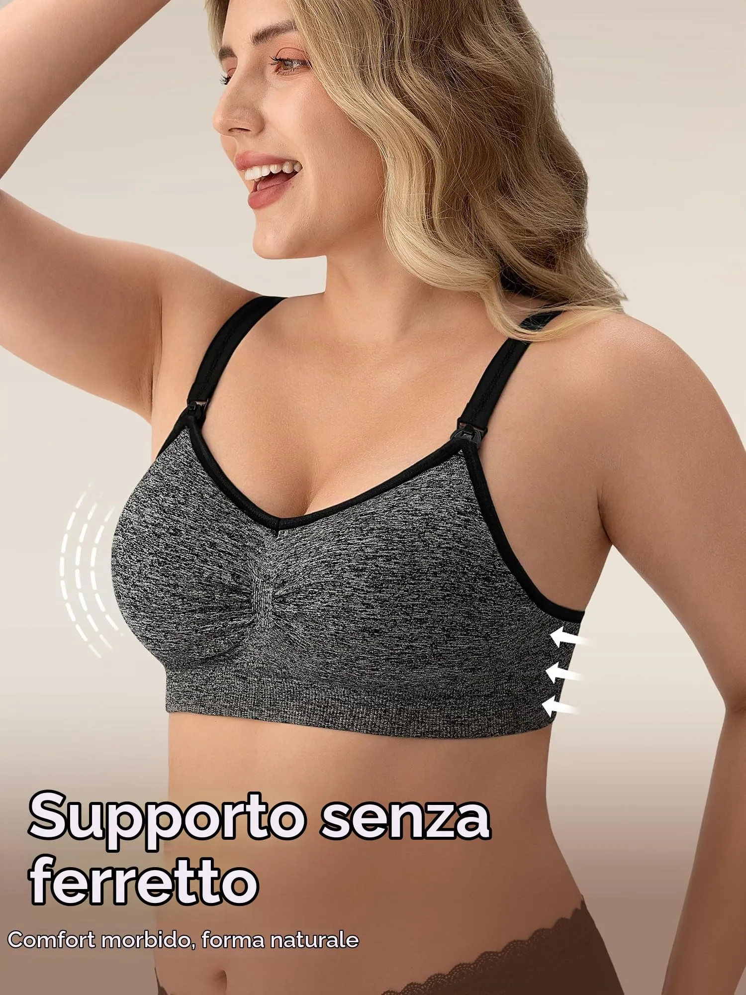 HBselect Set di 3 Reggiseni Allattamento con Estensioni, Taglia L - immagine 3