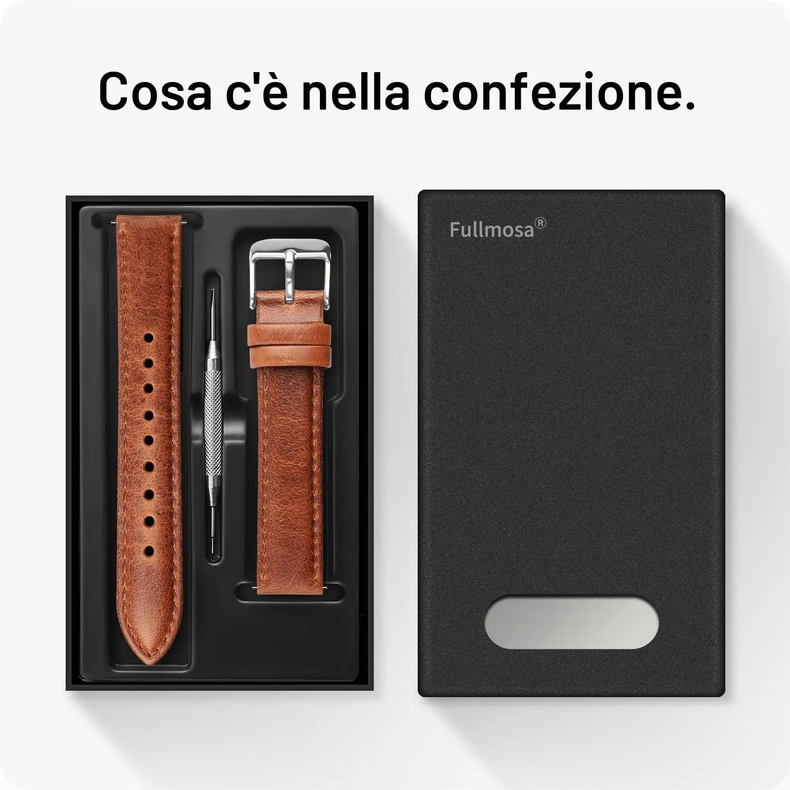 Fullmosa Cinturino Orologio 20mm in Vera Pelle a Sgancio Rapido, Marrone - immagine 6