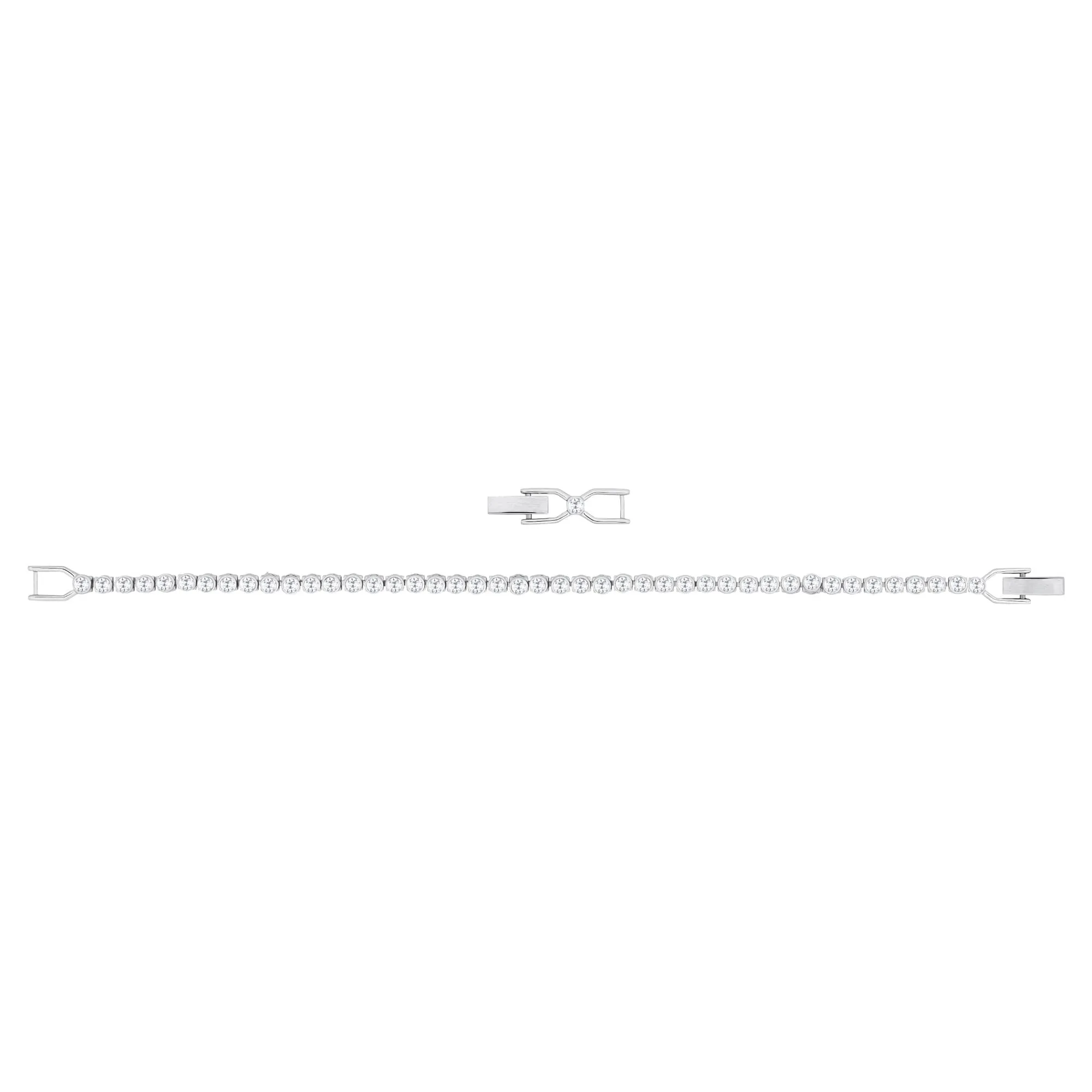 Swarovski Emily Tennis Bracelet, Round Cut, White, Rhodium Plated - immagine 3