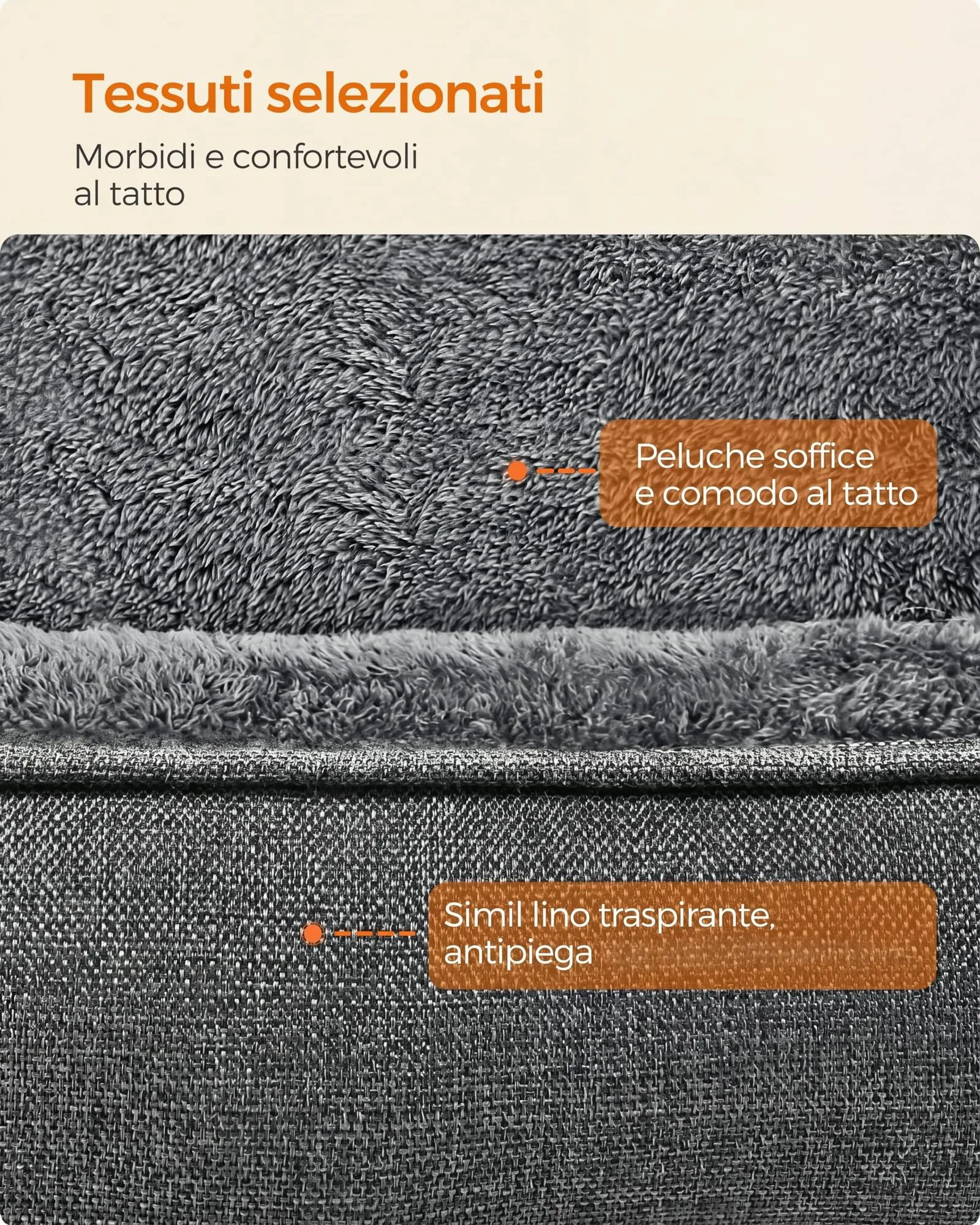 Feandrea Cuccia per Cani in Simil Lino, Taglia L, 90 x 75 x 25 cm, Grigio Chiaro PGW11GG - immagine 4