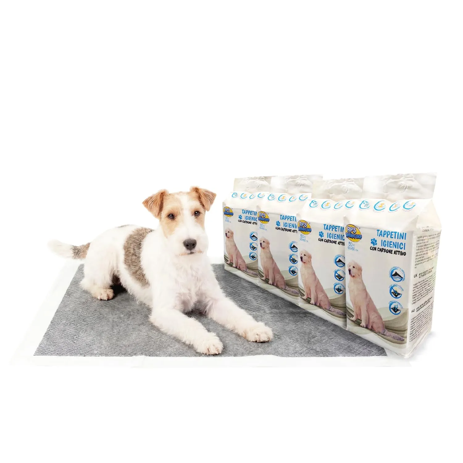 BPS Buena Pet Shop Tappetino Igienico Assorbente per Cani con Carboni Attivi 60x60cm 200 Pezzi - immagine 1