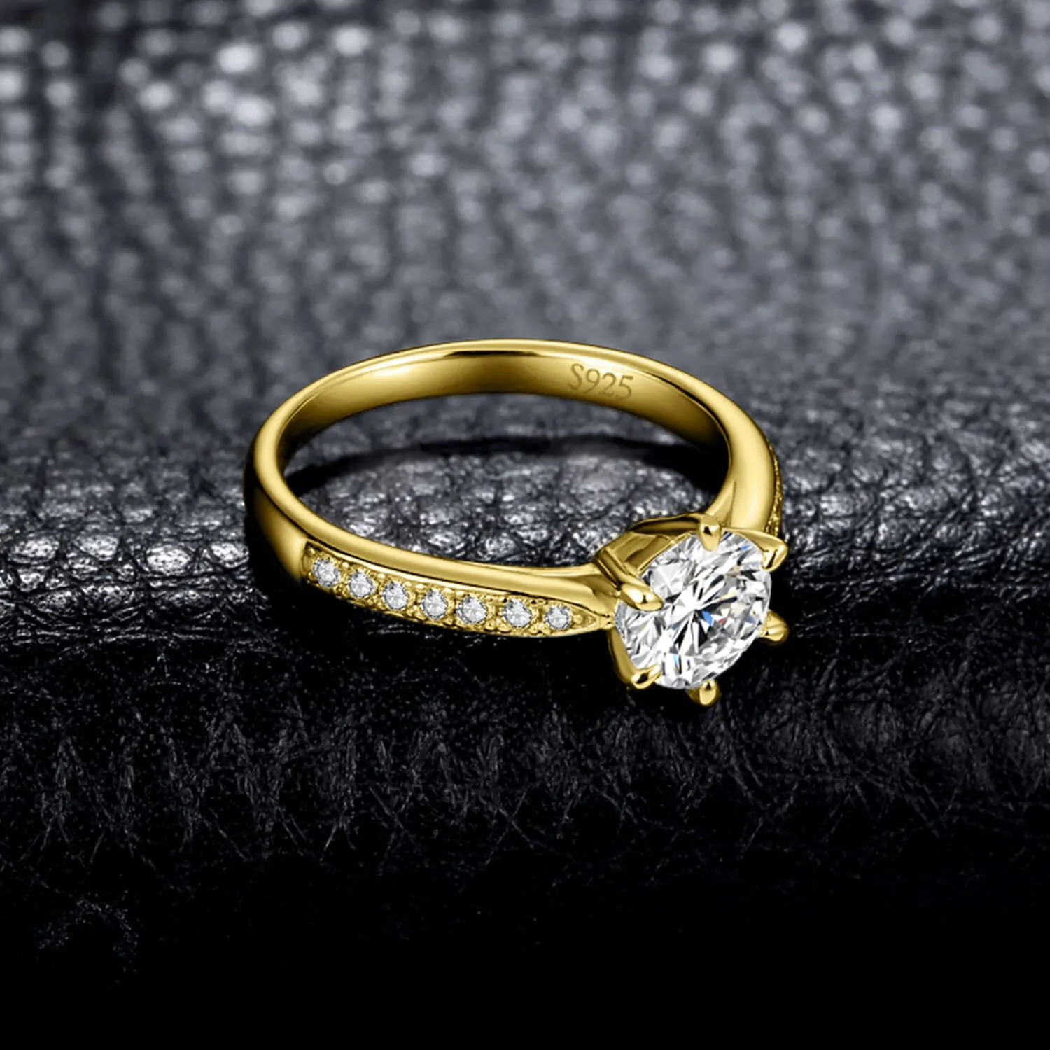 JewelryPalace Classico Anello Solitario Donna Argento 925 con Cubica Zirconia 1ct e Pietre Laterali, Oro - immagine 5