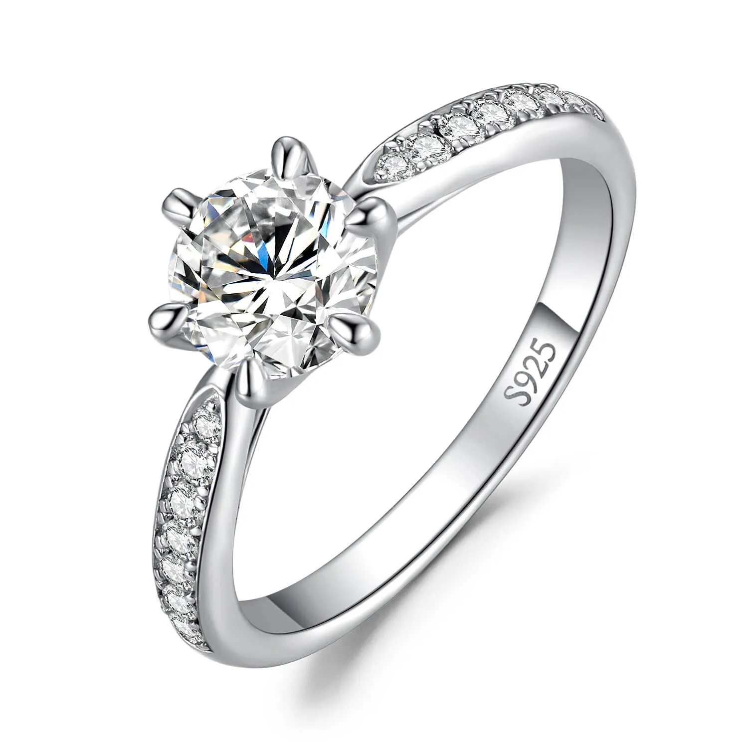 JewelryPalace Classico Anello Solitario Donna Argento 925 con Cubica Zirconia 1ct, Taglia 22 - immagine 1