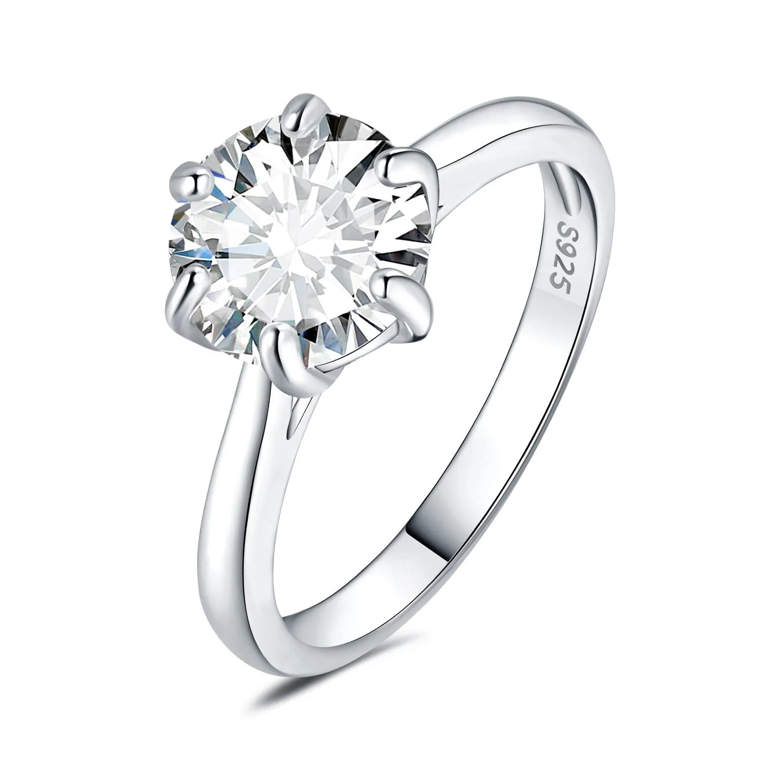 JewelryPalace Anello Solitario Donna in Argento 925 con Cubica Zirconia 3ct, Pietra Rotonda, Misura 22 - immagine 1