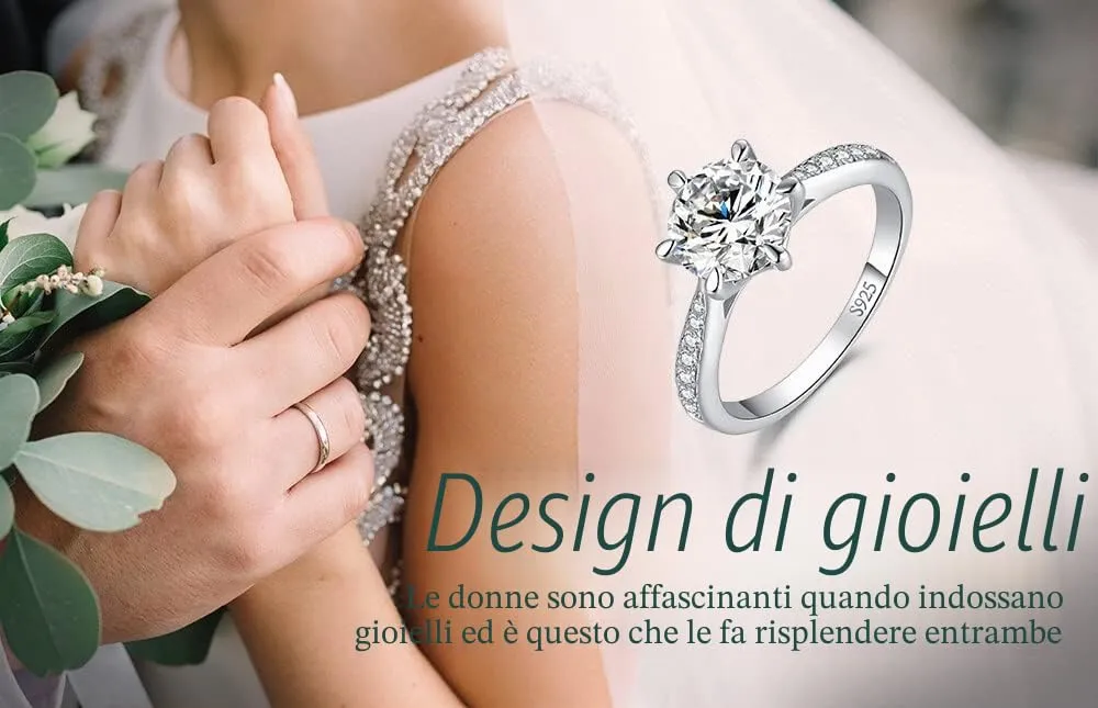 JewelryPalace Classico Anello Solitario Donna Argento 925 con Cubica Zirconia 2ct, Taglia 18.5 - immagine 6
